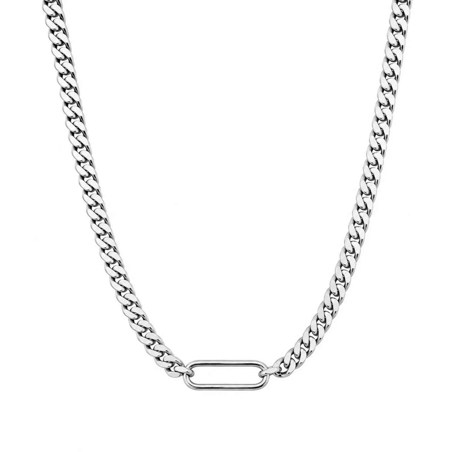 Collana a Maglia Gourmette con Chiusura Moschettone 50cm Argento