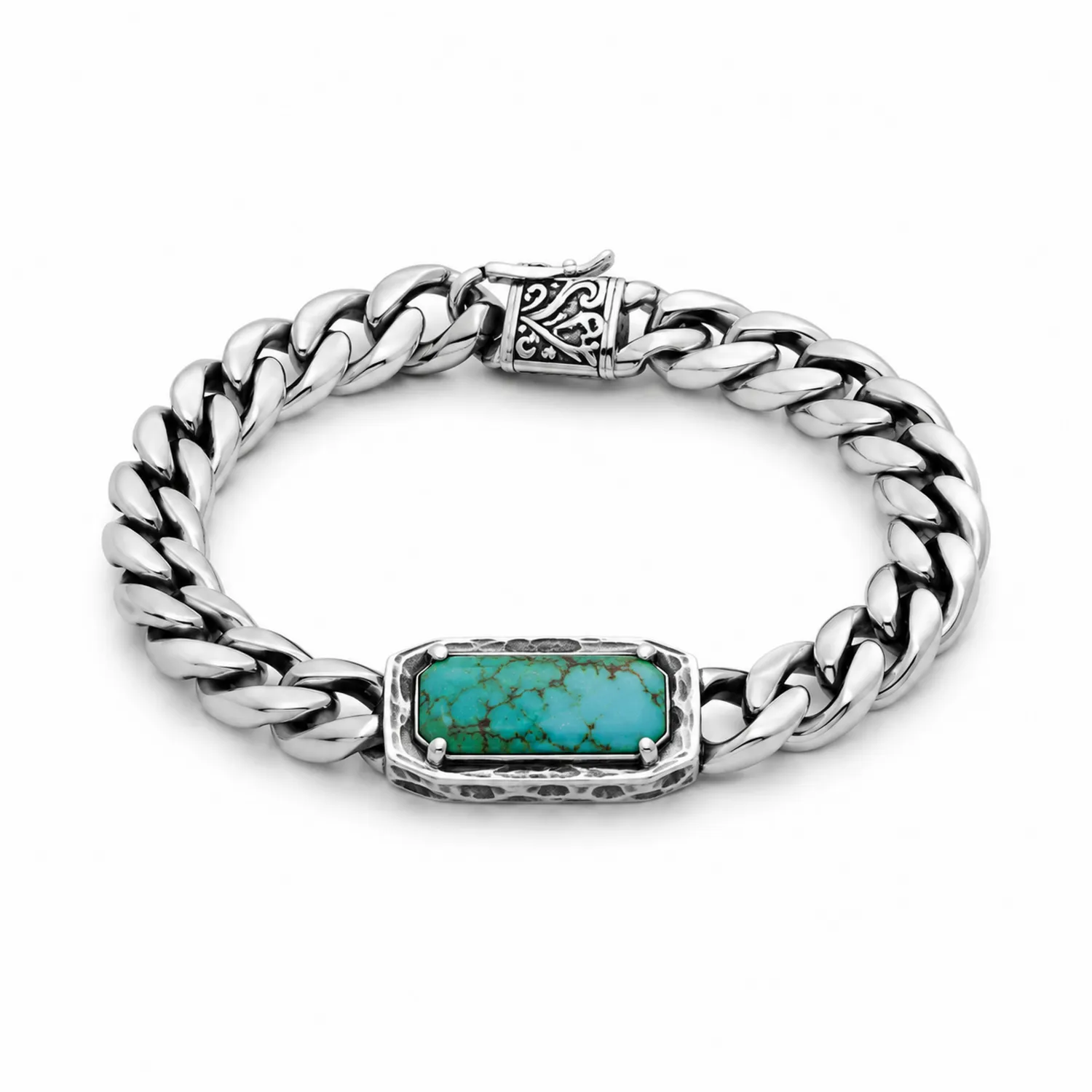 Bracciale Maschile Argento con Pietra Turchese