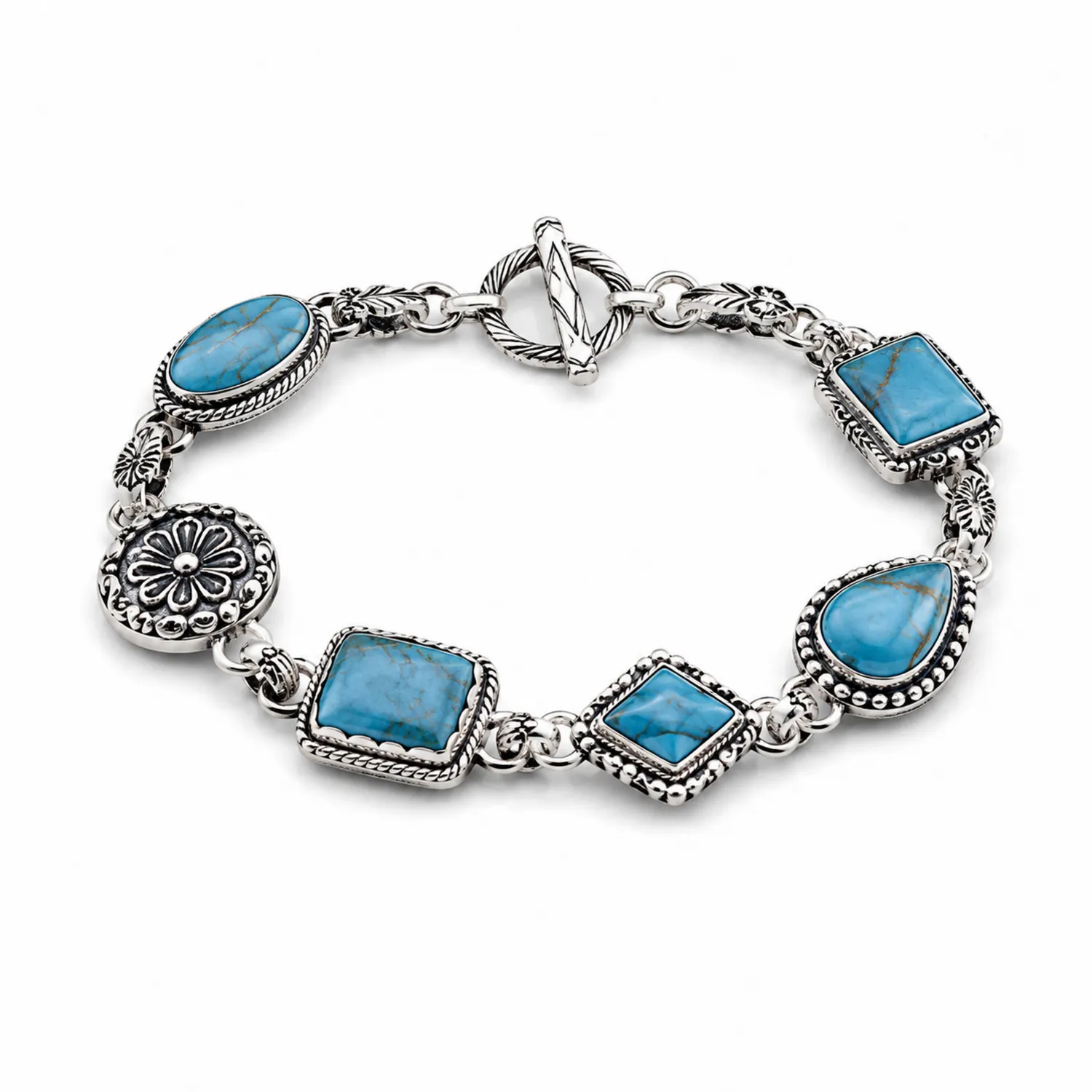 Bracciale Geometrico in Argento con Turchese