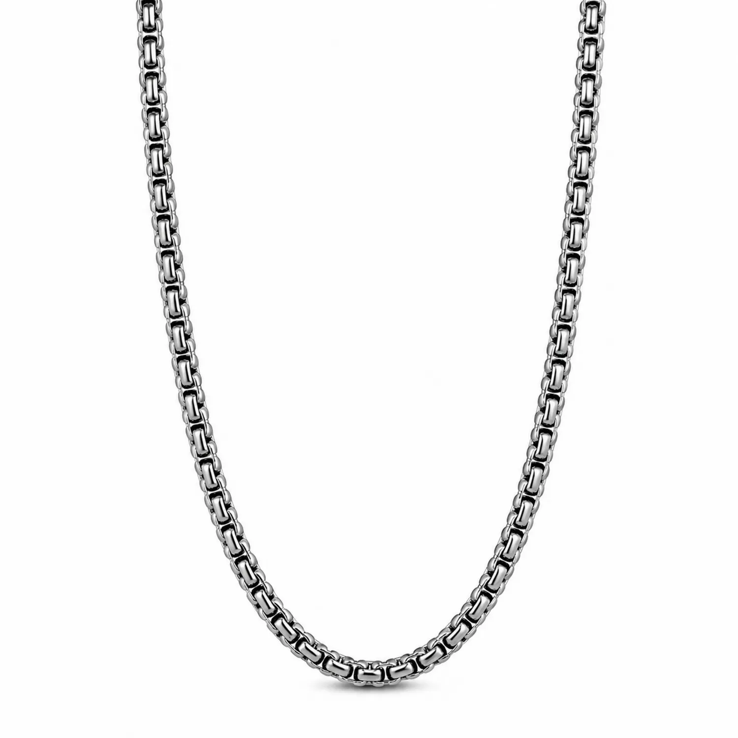 Collana Uomo Acciaio Inossidabile Maglia Quadrata 60cm Argento