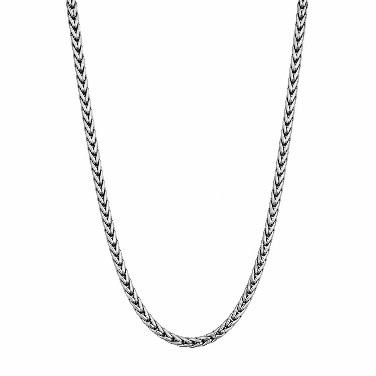 Collana intrecciata in acciaio inox argento 50 cm