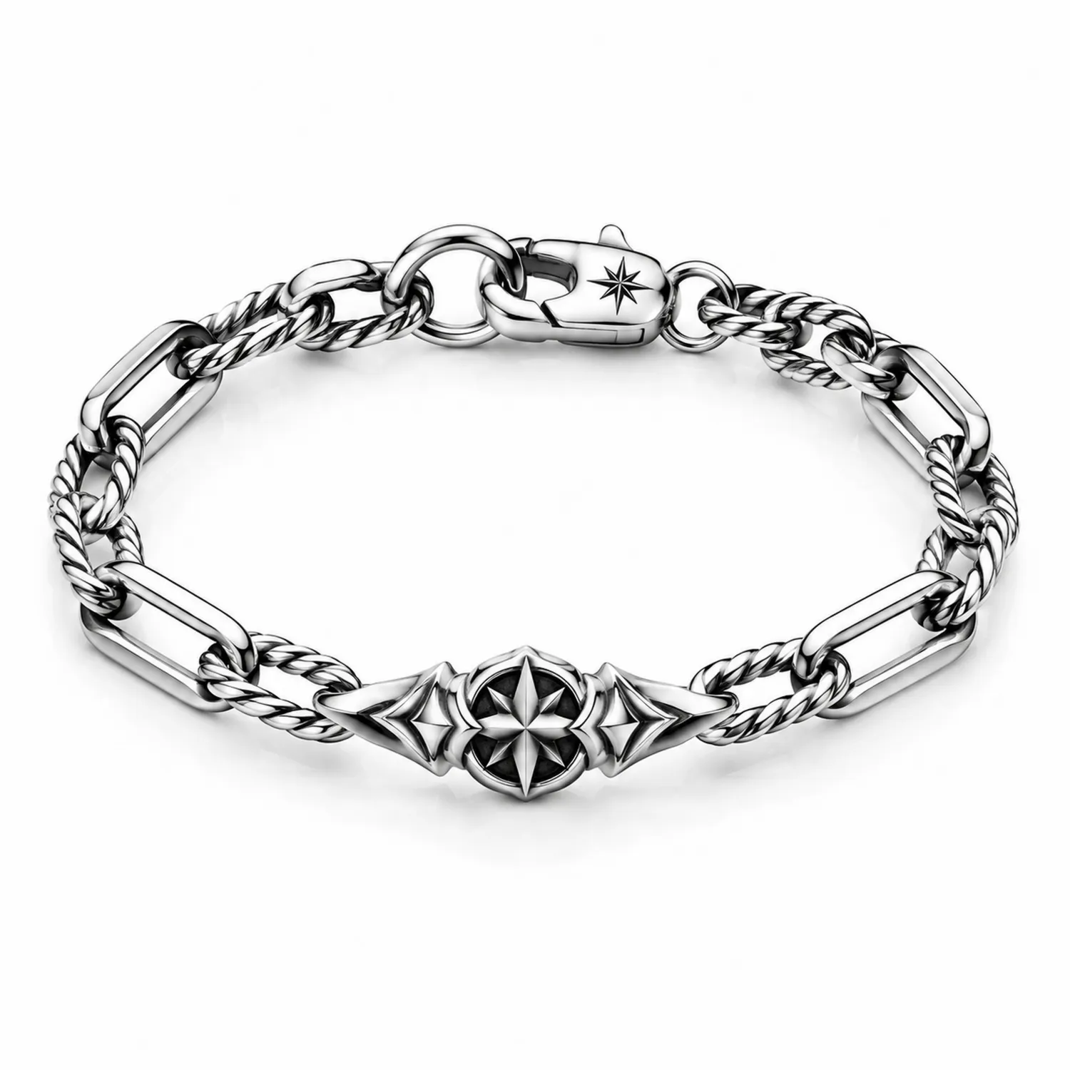 Bracciale a Catena Argento con Stella, 21 cm