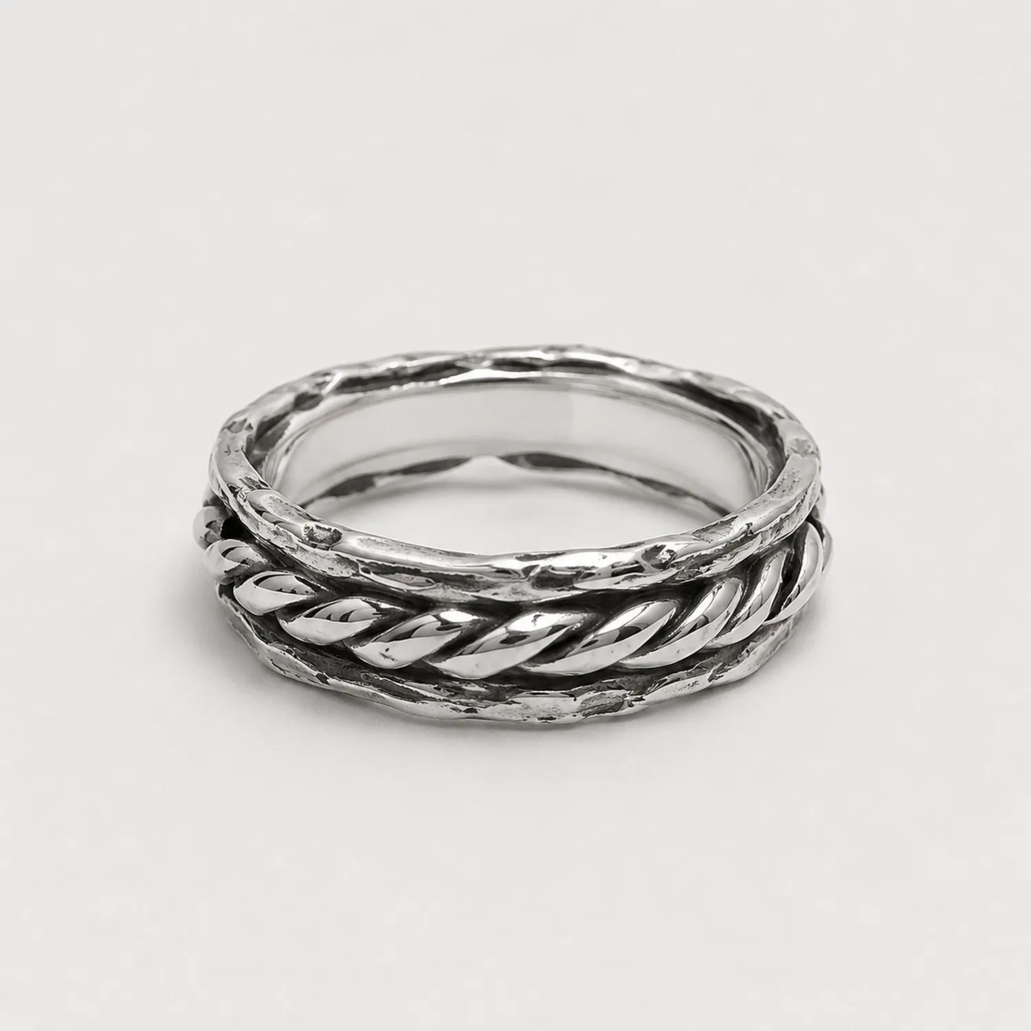 Anello a Fascia Intrecciata Argento