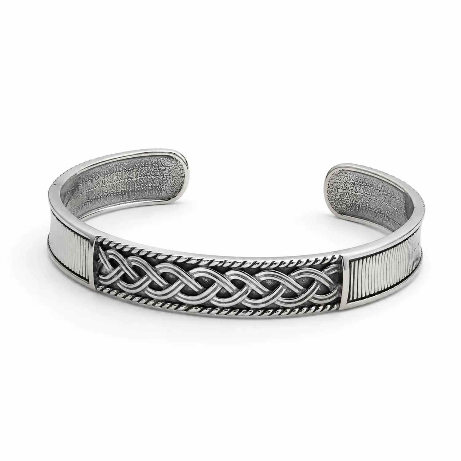 Bracciale Rigido Intrecciato Argento Antico