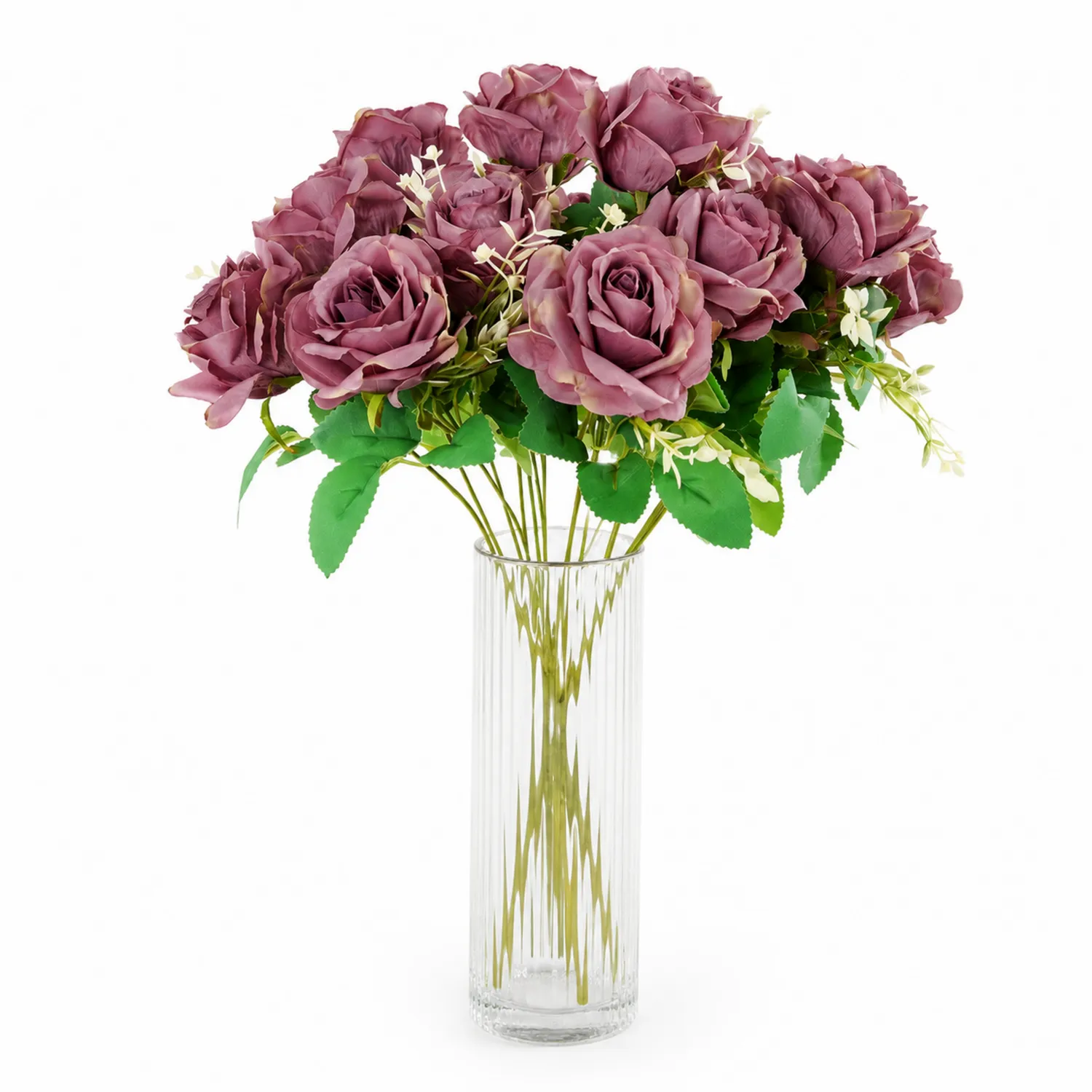 Bouquet di Rose Artificiali Realistiche Viola