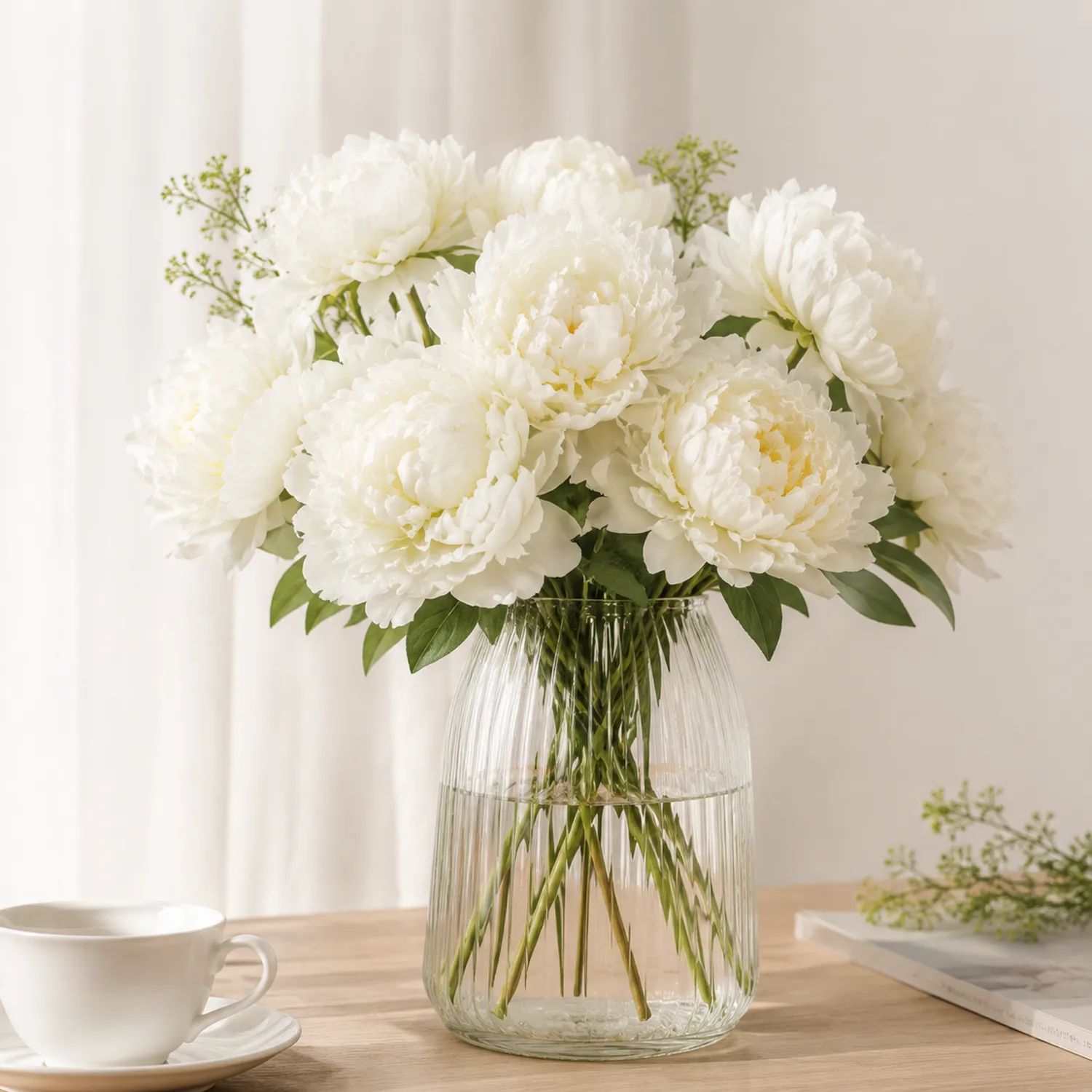 Bouquet di Peonie Artificiali Bianche per Decorazione Interna