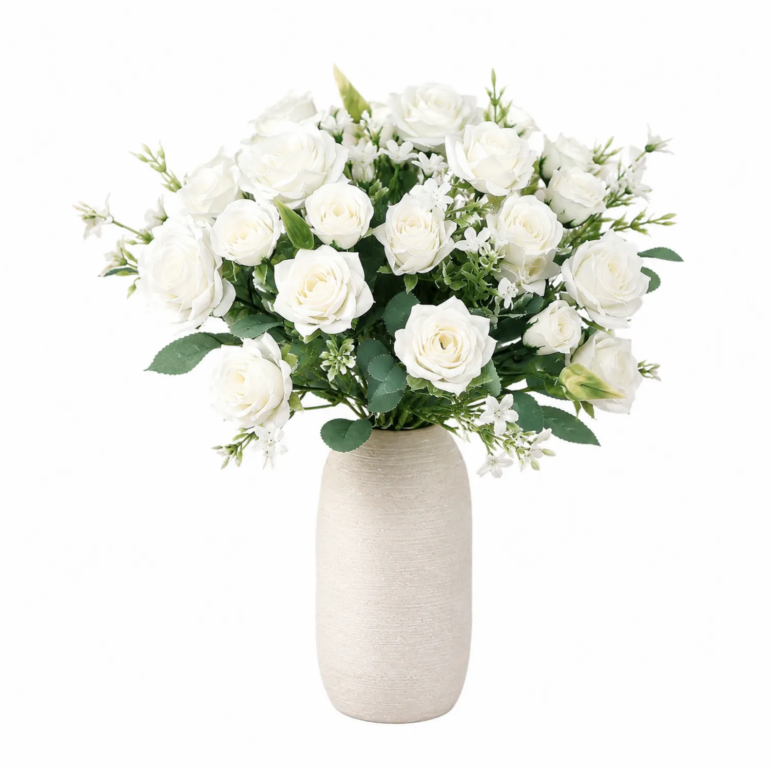 Rose Artificiali Bianche in Vaso