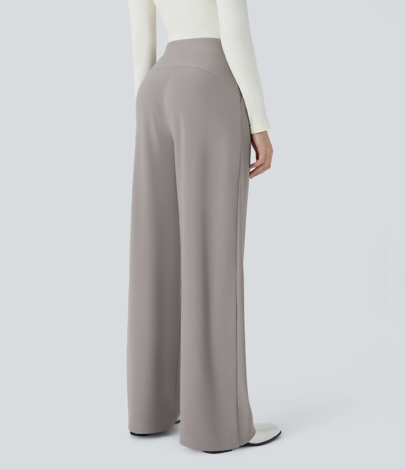 HalaraFlex High Waisted Body Sculpt Waist-Slimming Side Pocket Wide Leg Micro Waffle Work Pants