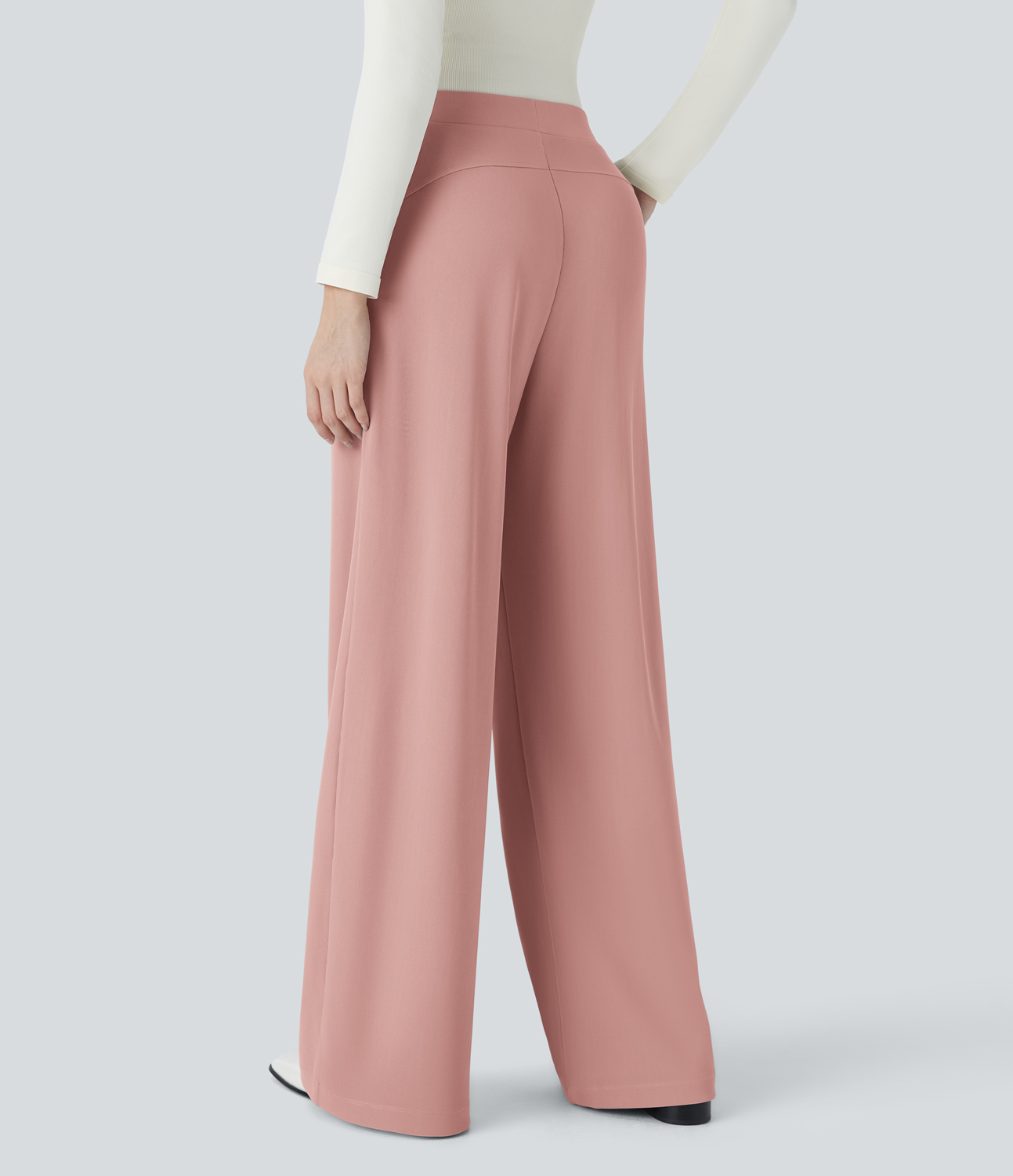 HalaraFlex High Waisted Body Sculpt Waist-Slimming Side Pocket Wide Leg Micro Waffle Work Pants