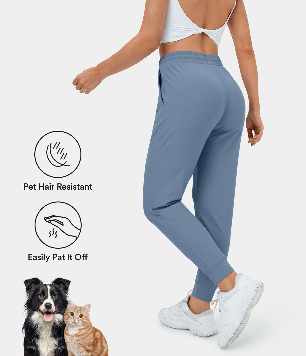 Patitoff Flow Pet Hair Resistant High Waisted Drawstring Side Pocket 7/8 Joggers