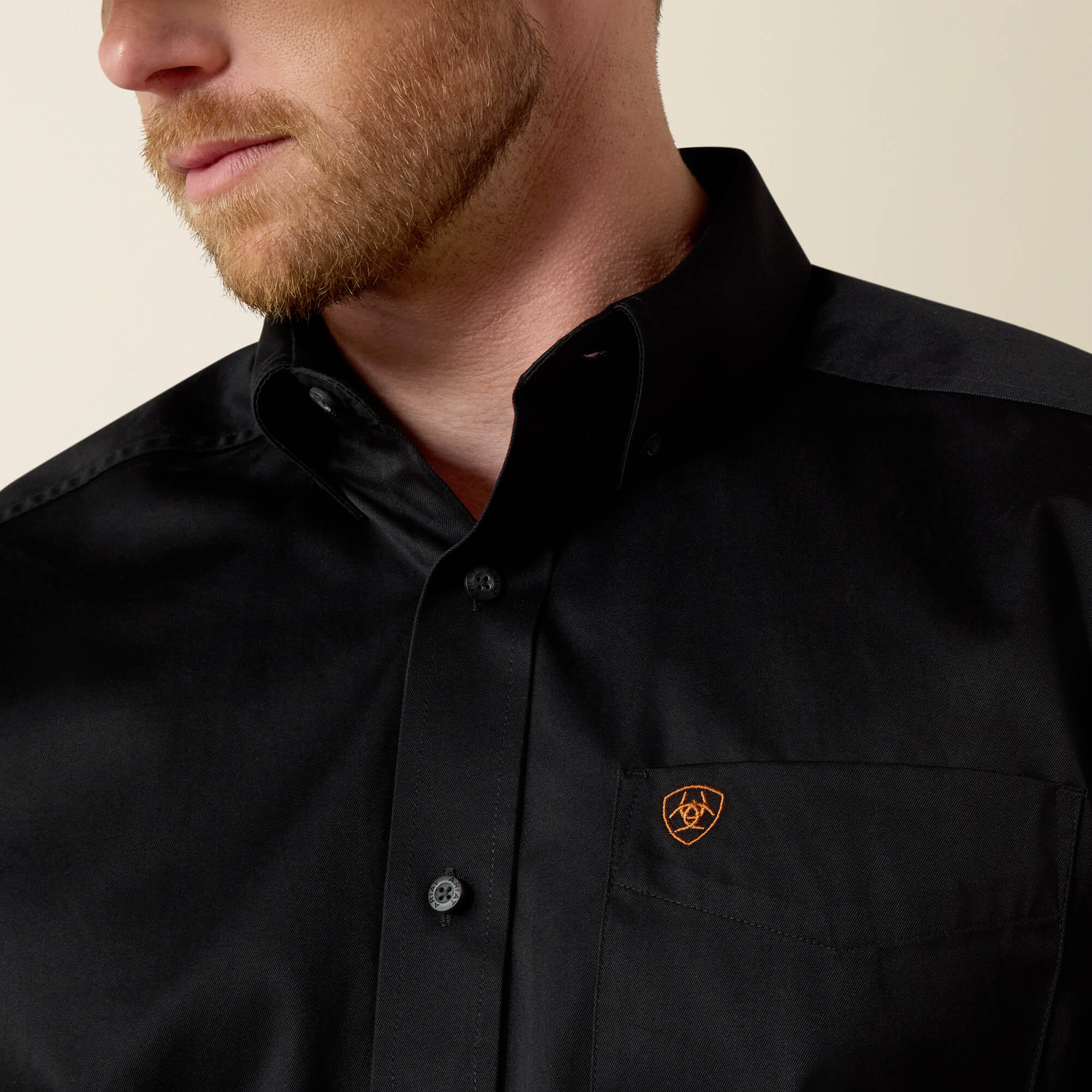 Solid Twill Classic Fit Shirt 01 - BLACK