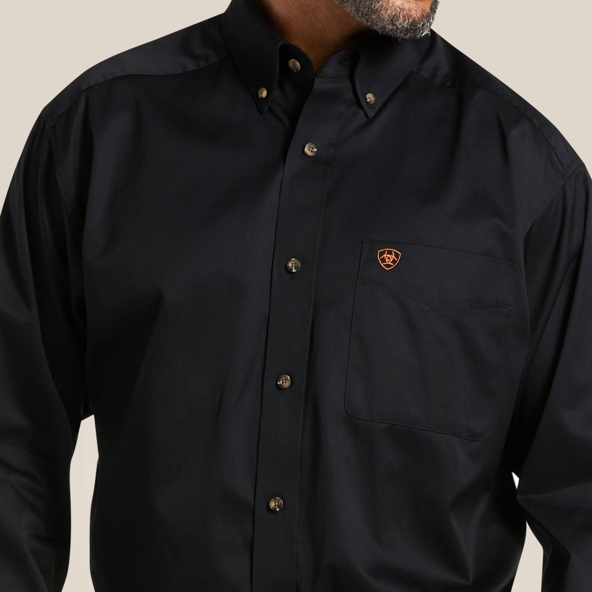 Solid Twill Classic Fit Shirt 03 - BLACK