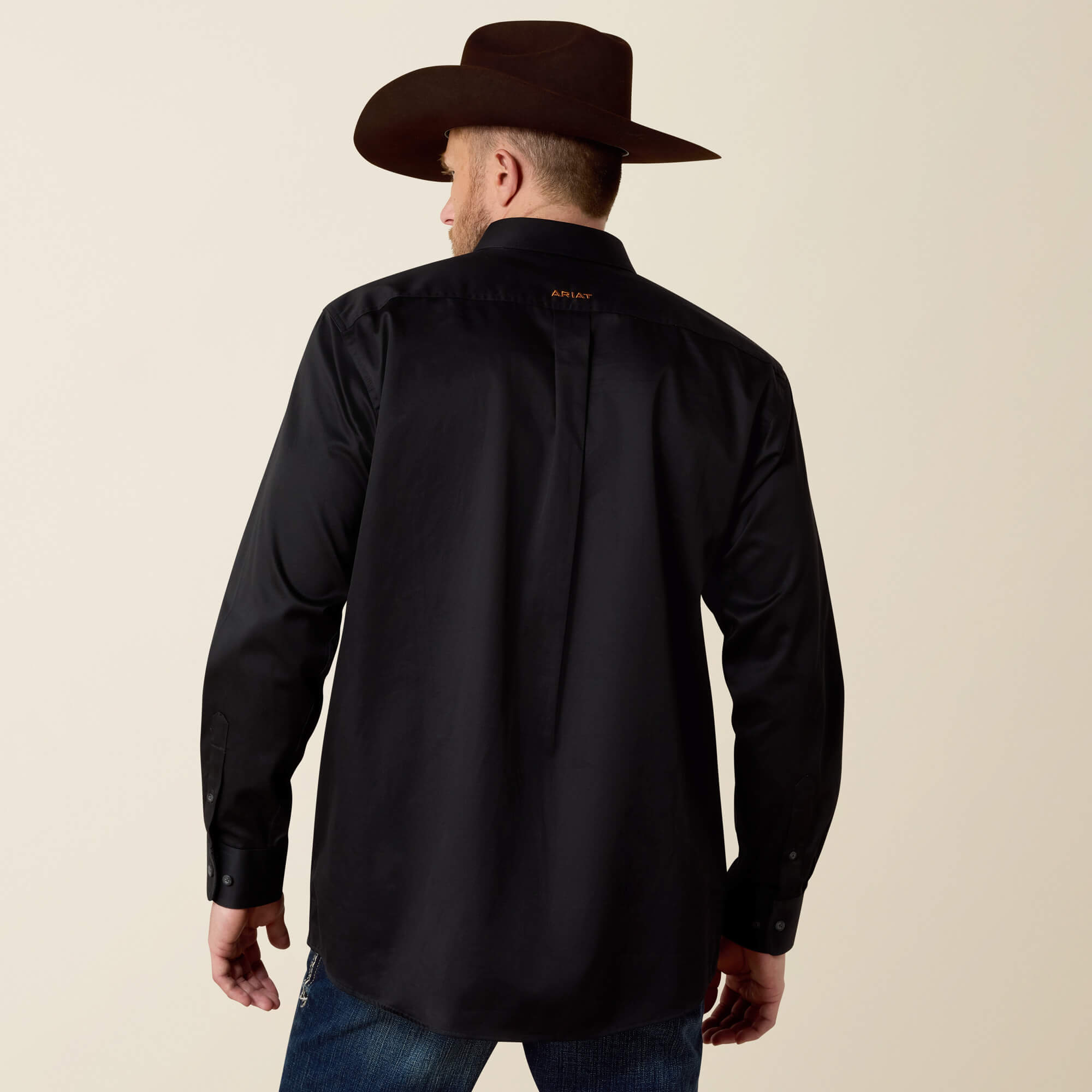 Solid Twill Classic Fit Shirt Back - BLACK