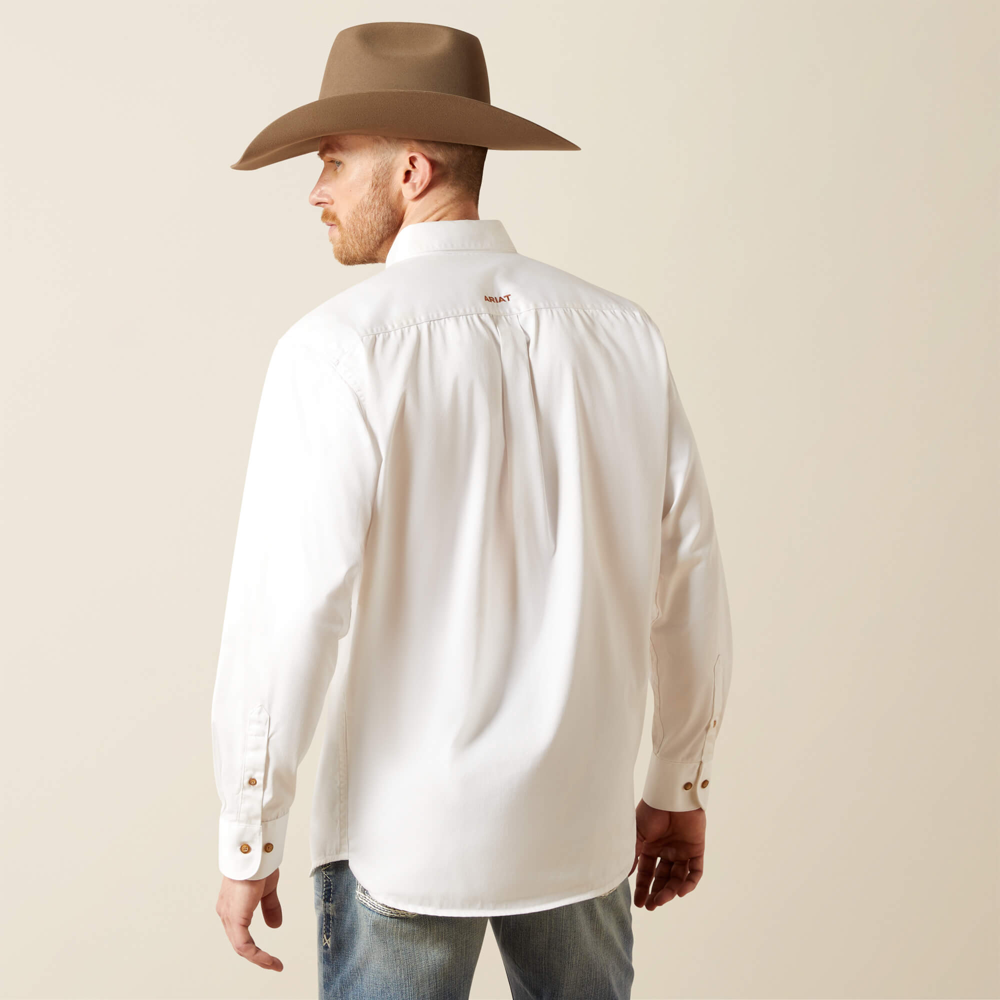 Solid Twill Classic Fit Shirt Back - WHITE