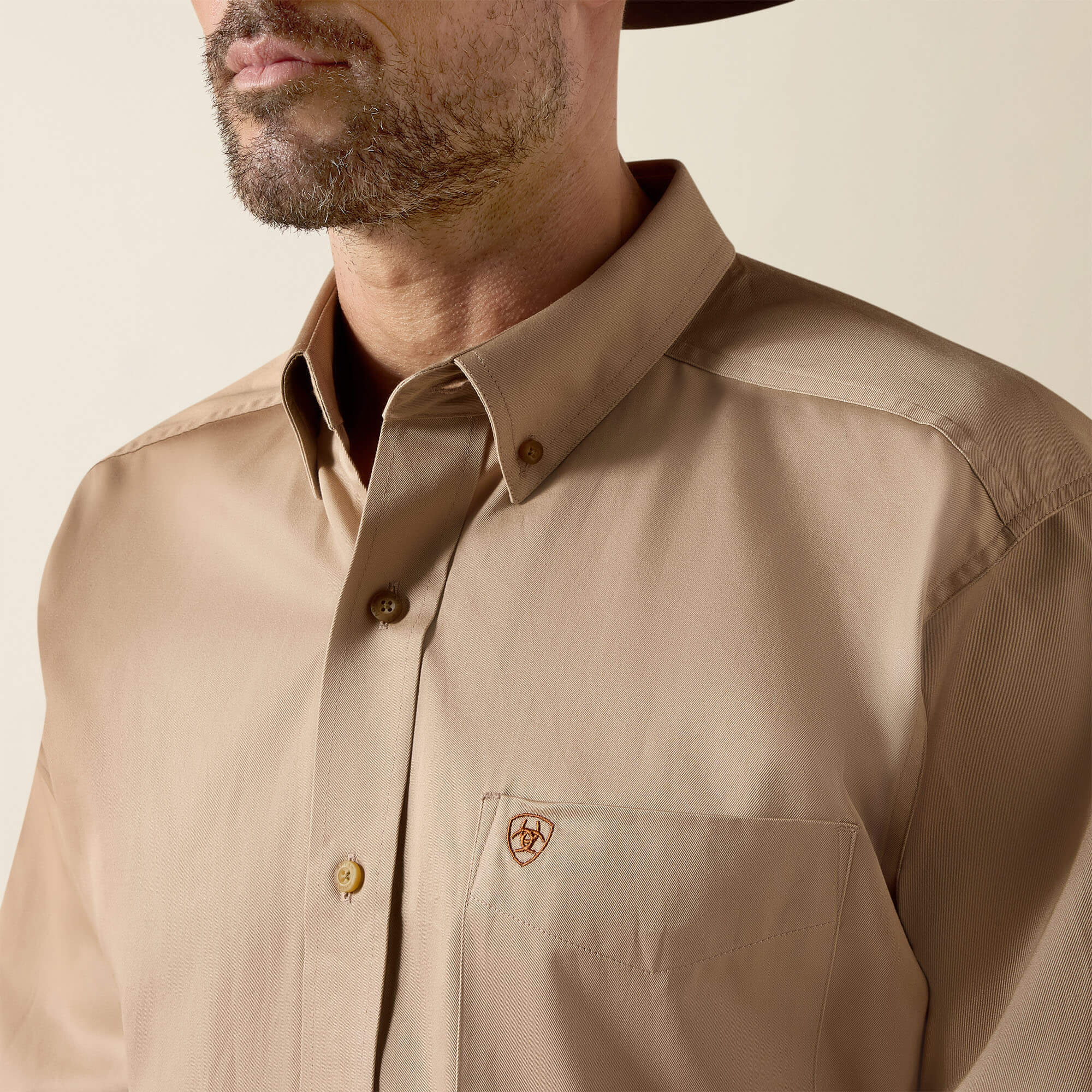 Solid Twill Classic Fit Shirt 01 - KHAKI