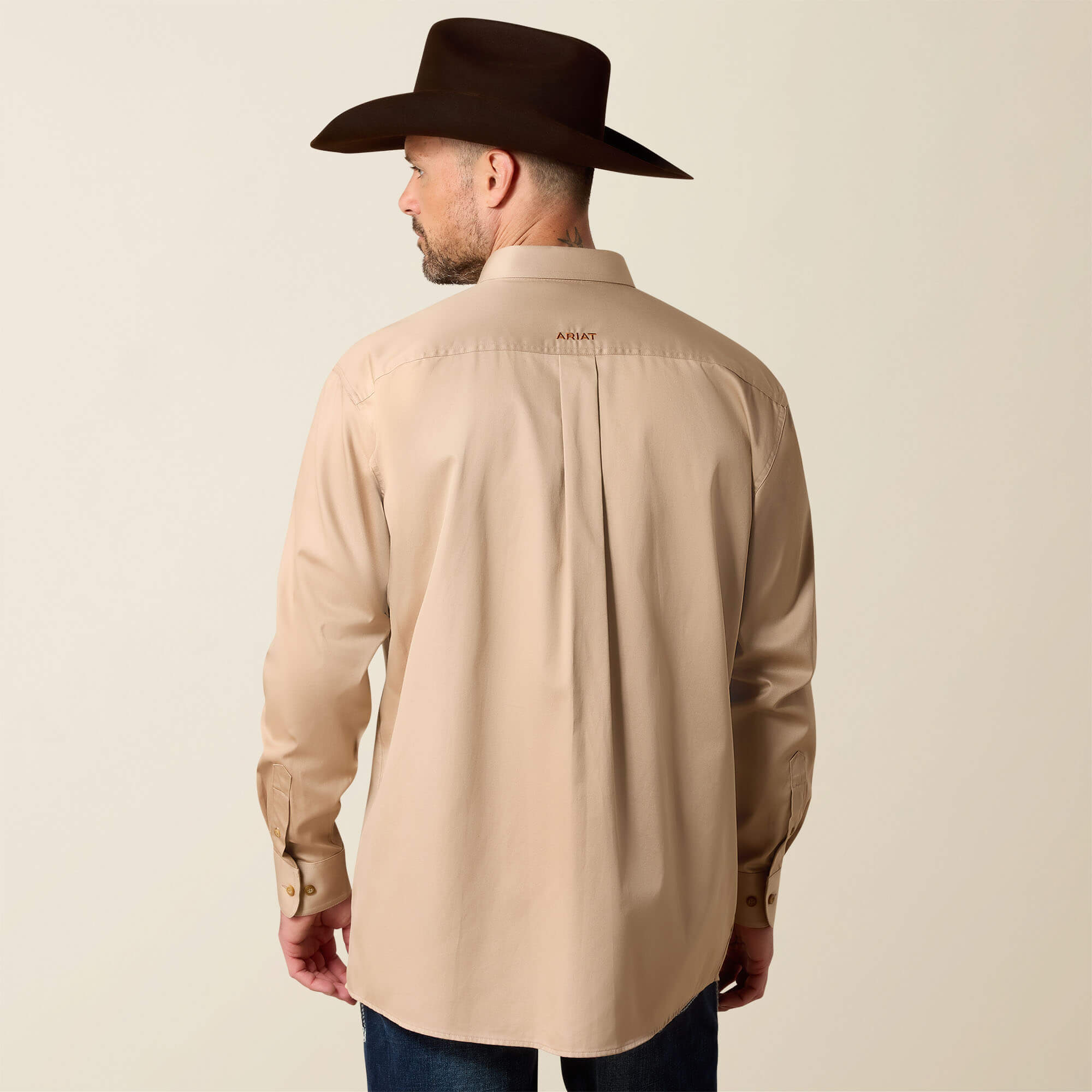 Solid Twill Classic Fit Shirt Back - KHAKI