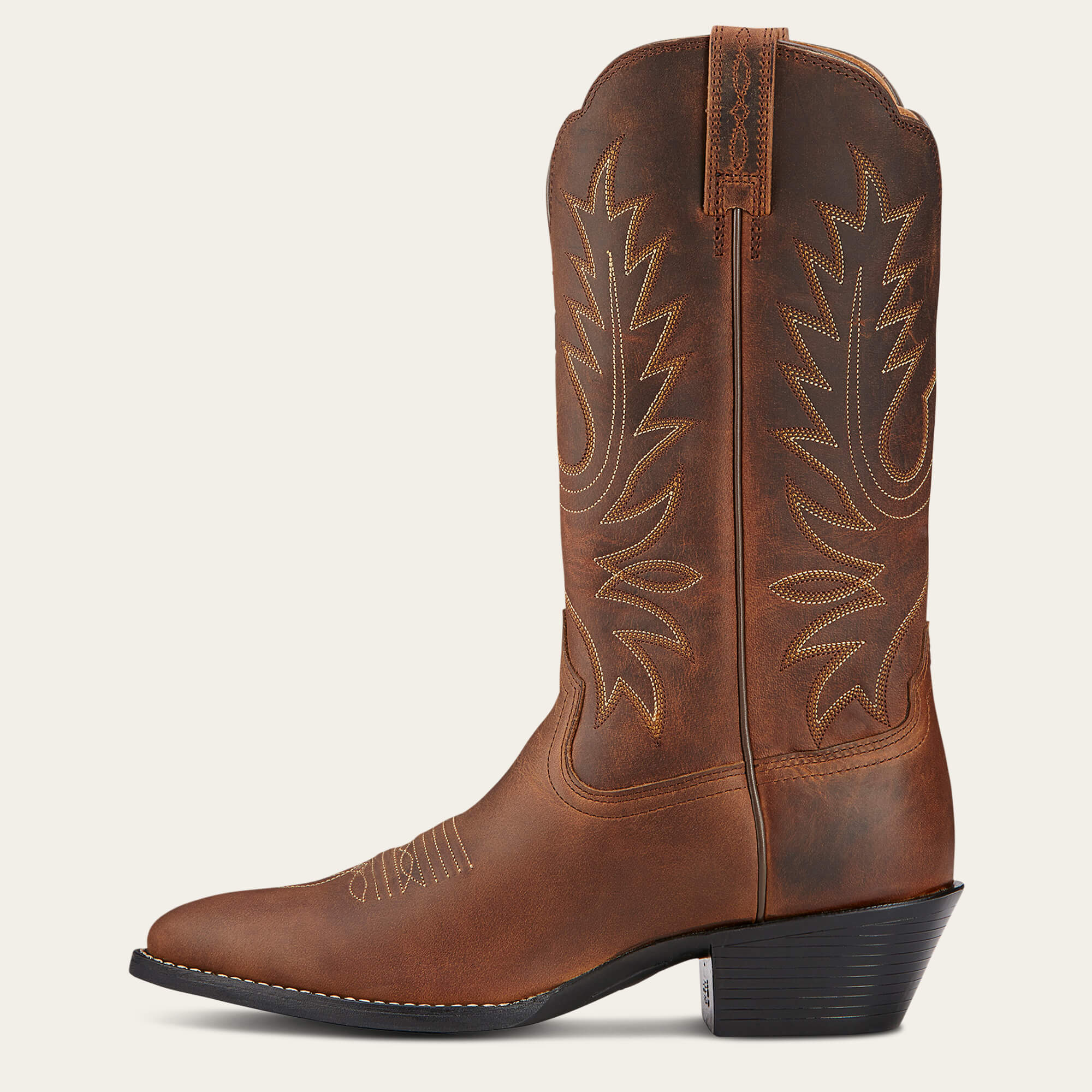 Heritage R Toe Western Boot Side - DISTRESSED BROWN