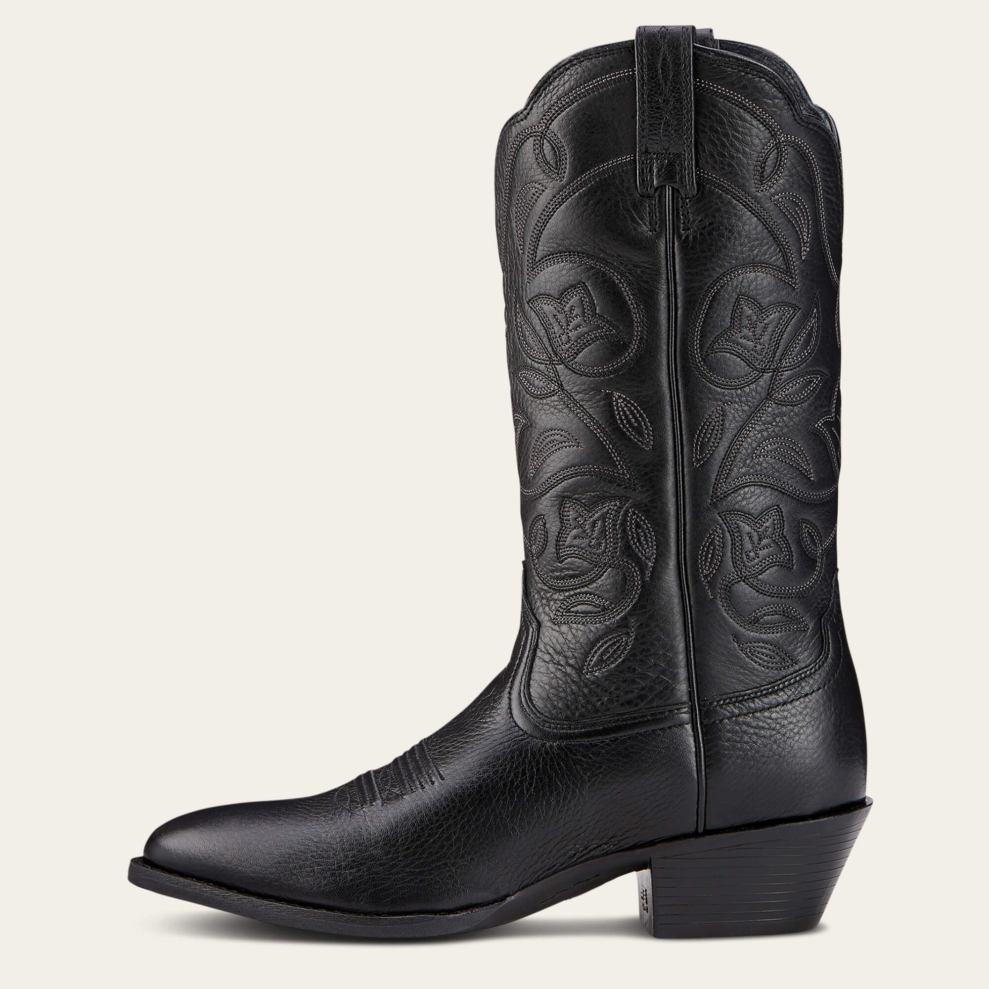 Heritage R Toe Western Boot Side - BLACK DEERTAN