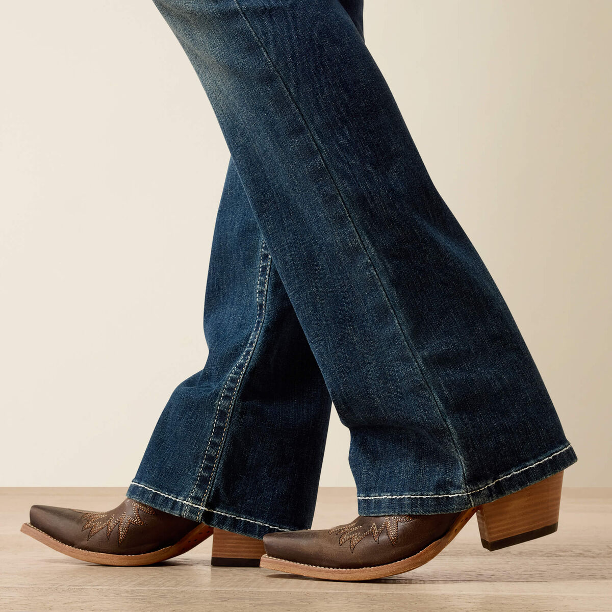 Mid Rise Whipstitch Boot Cut Jean - Ocean