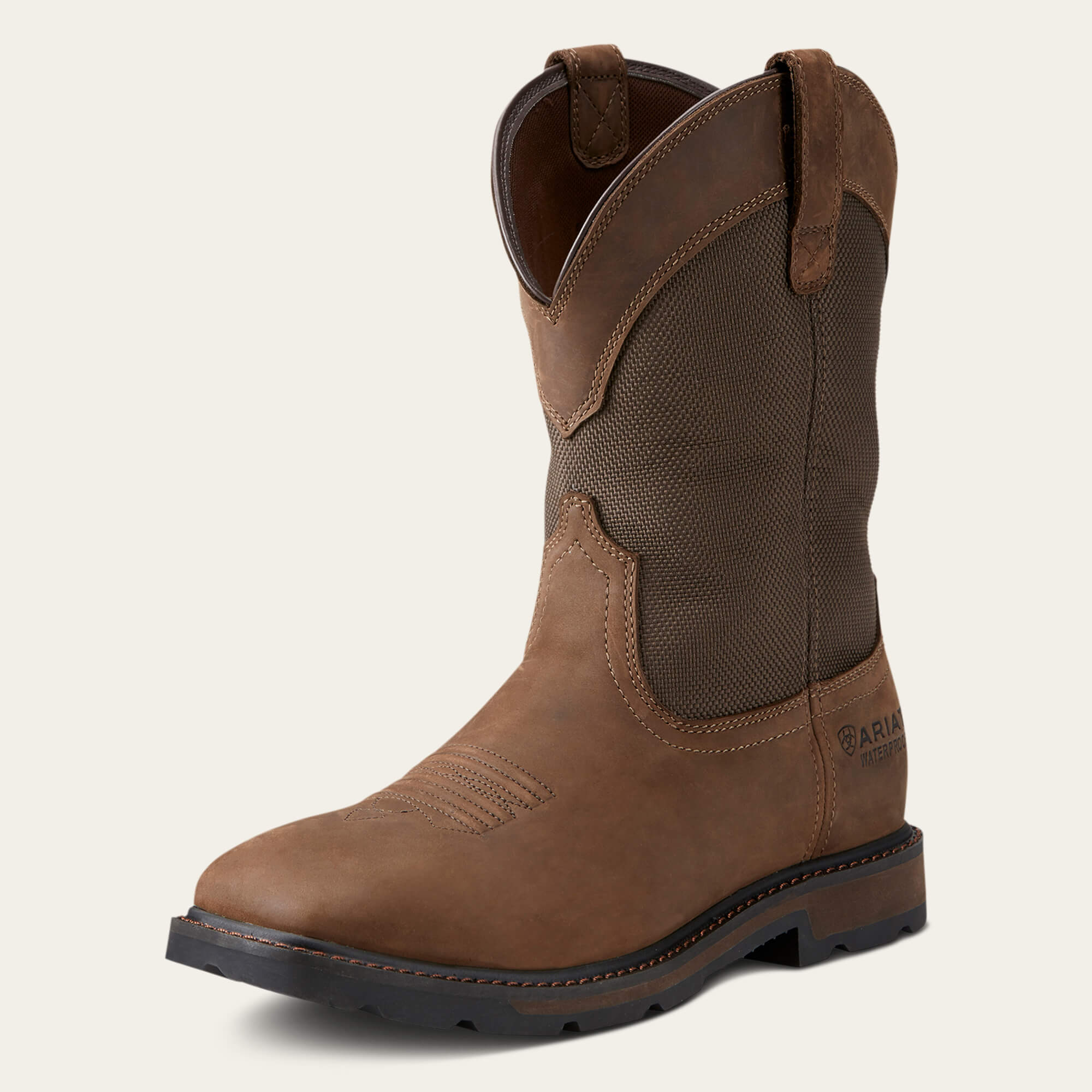 Groundbreaker Wide Square Toe Waterproof Steel Toe Work Boot 3-4 Front - PALM BROWN