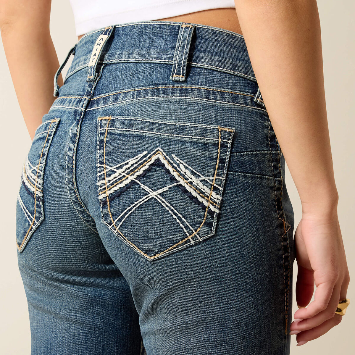 R.E.A.L. Mid Rise Whipstitch Boot Cut Jean - Rainstorm