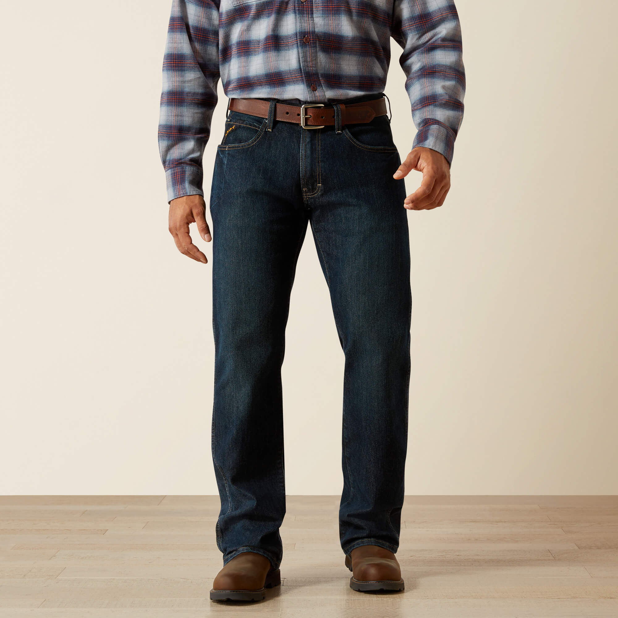 Rebar M5 Straight DuraStretch Edge Stackable Straight Leg Jean Front - BLACKSTONE
