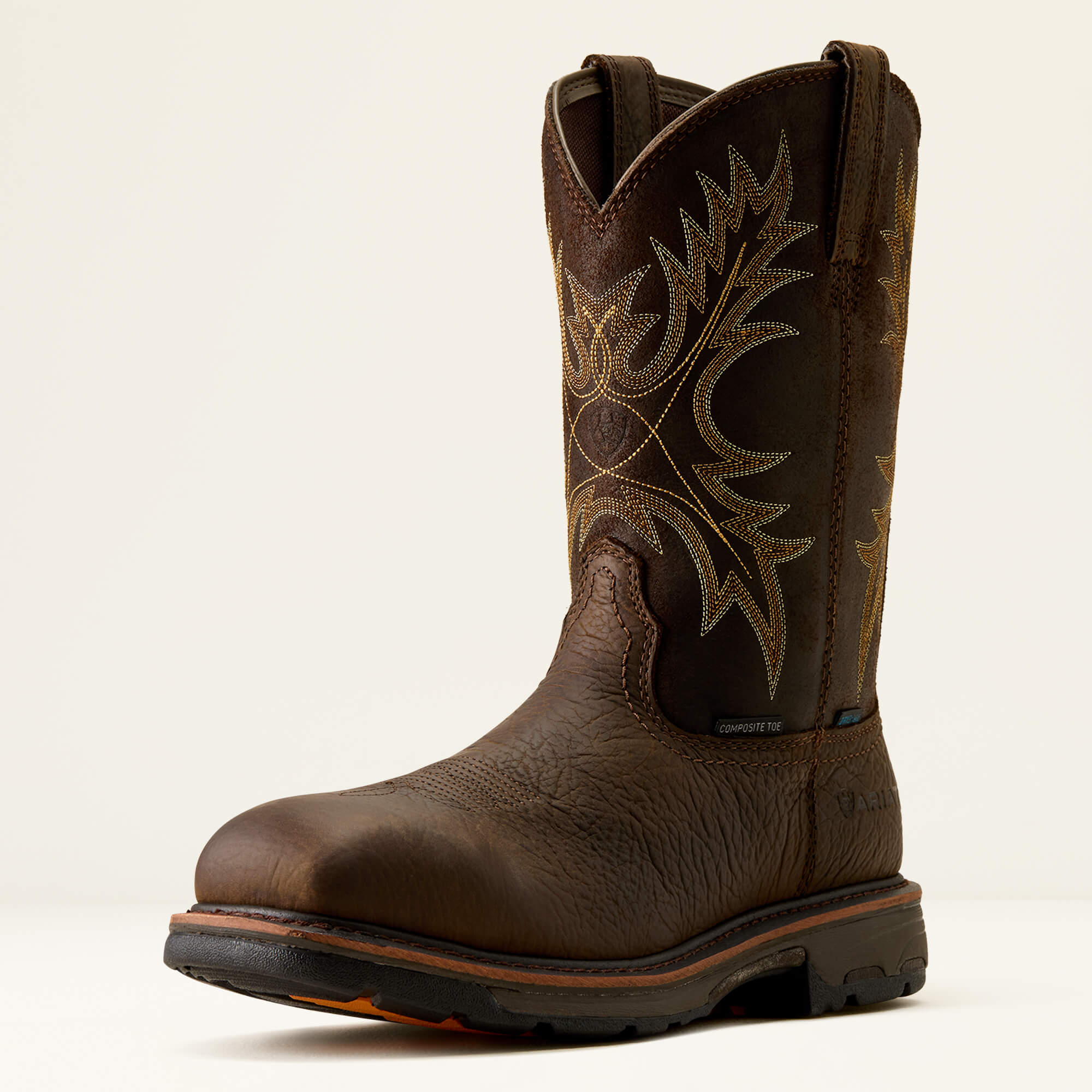 WorkHog Waterproof Composite Toe Work Boot 3-4 Front - BRUIN BROWN