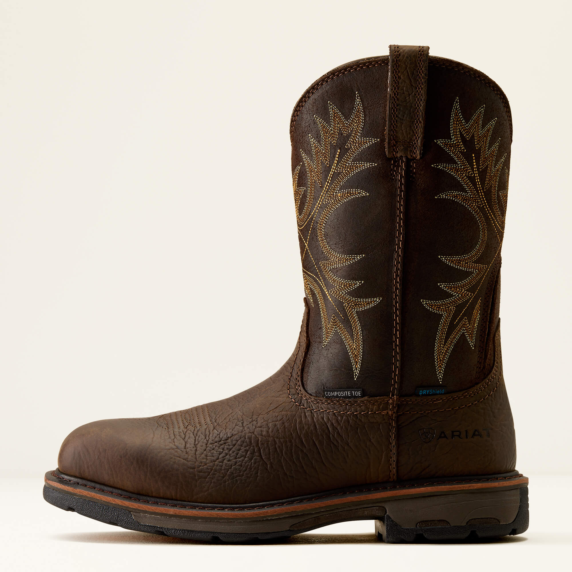 WorkHog Waterproof Composite Toe Work Boot Side - BRUIN BROWN