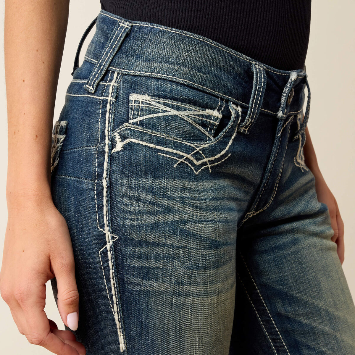 R.E.A.L. Mid Rise Stretch Entwined Boot Cut Jean - Marine