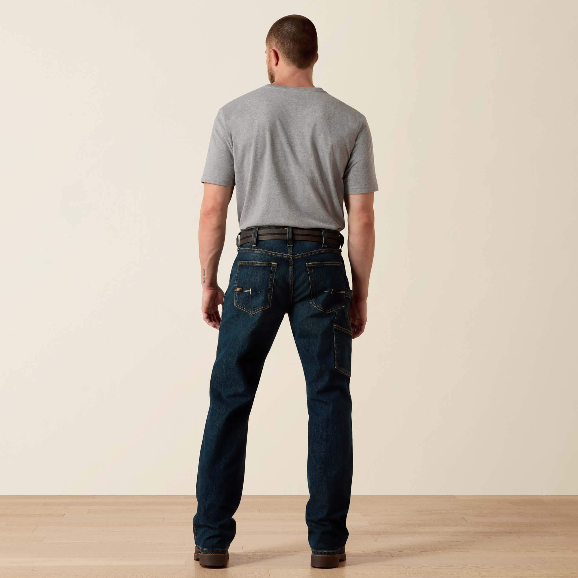 Rebar M4 Relaxed Workhorse DuraStretch Boot Cut Jeans Back - PHANTOM