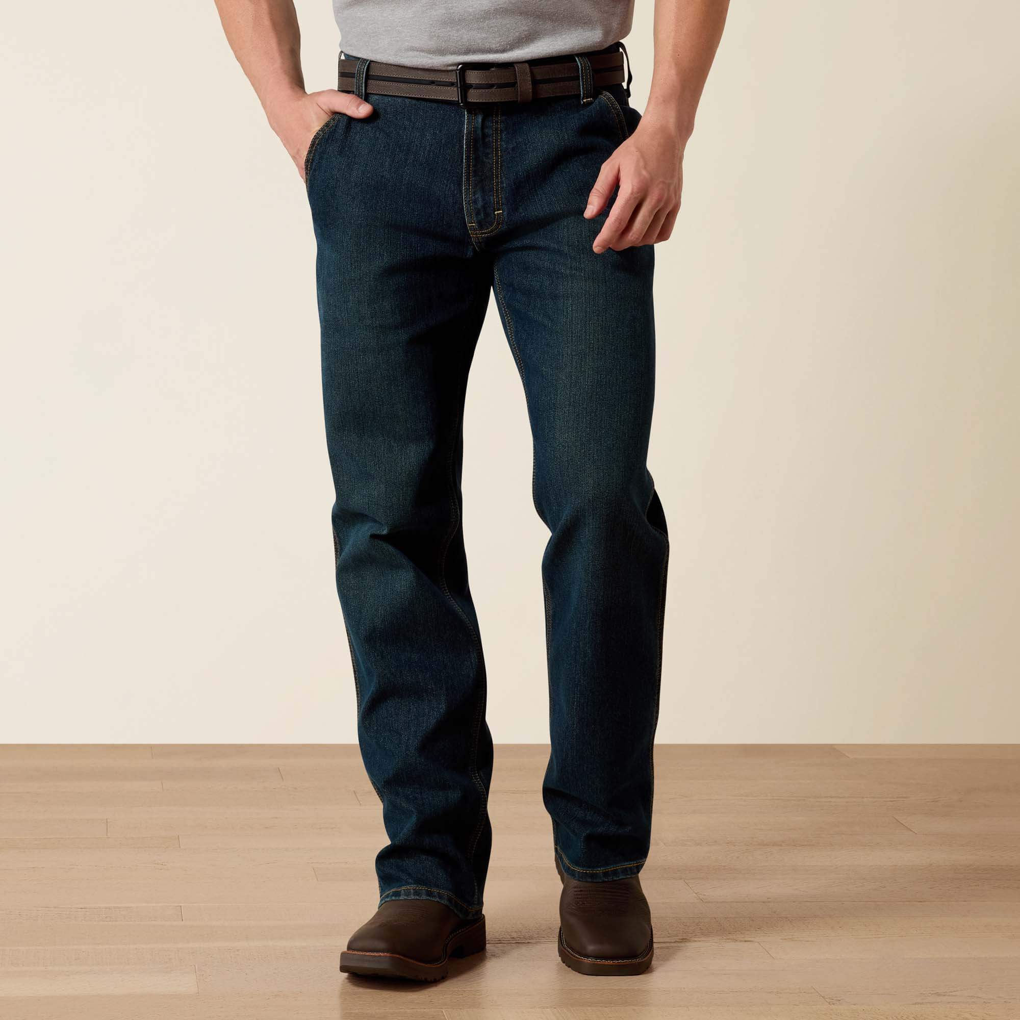 Rebar M4 Relaxed Workhorse DuraStretch Boot Cut Jeans Front - PHANTOM