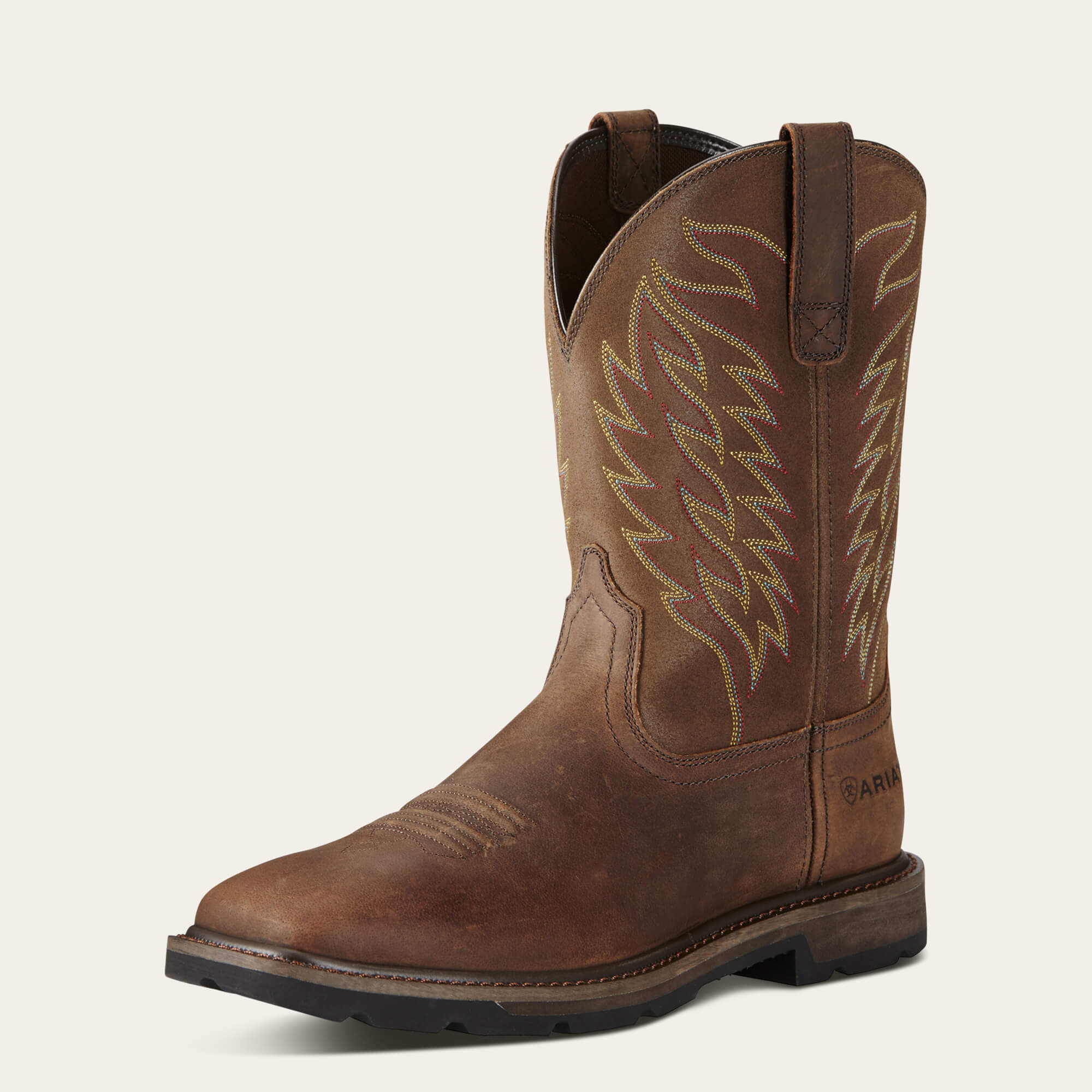 Groundbreaker Wide Square Toe Steel Toe Work Boot 3-4 Front - BROWN