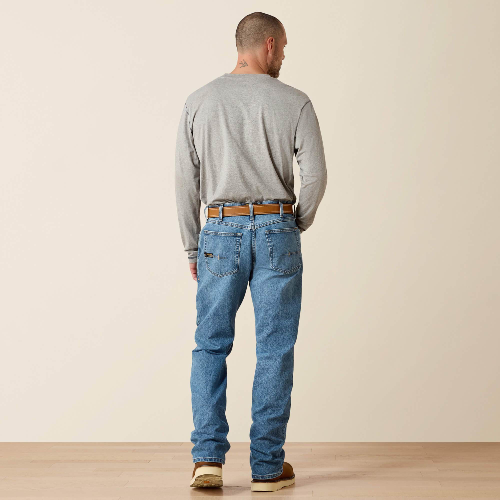 Rebar M4 Relaxed DuraStretch Basic Boot Cut Jean Back - BLUE HAZE