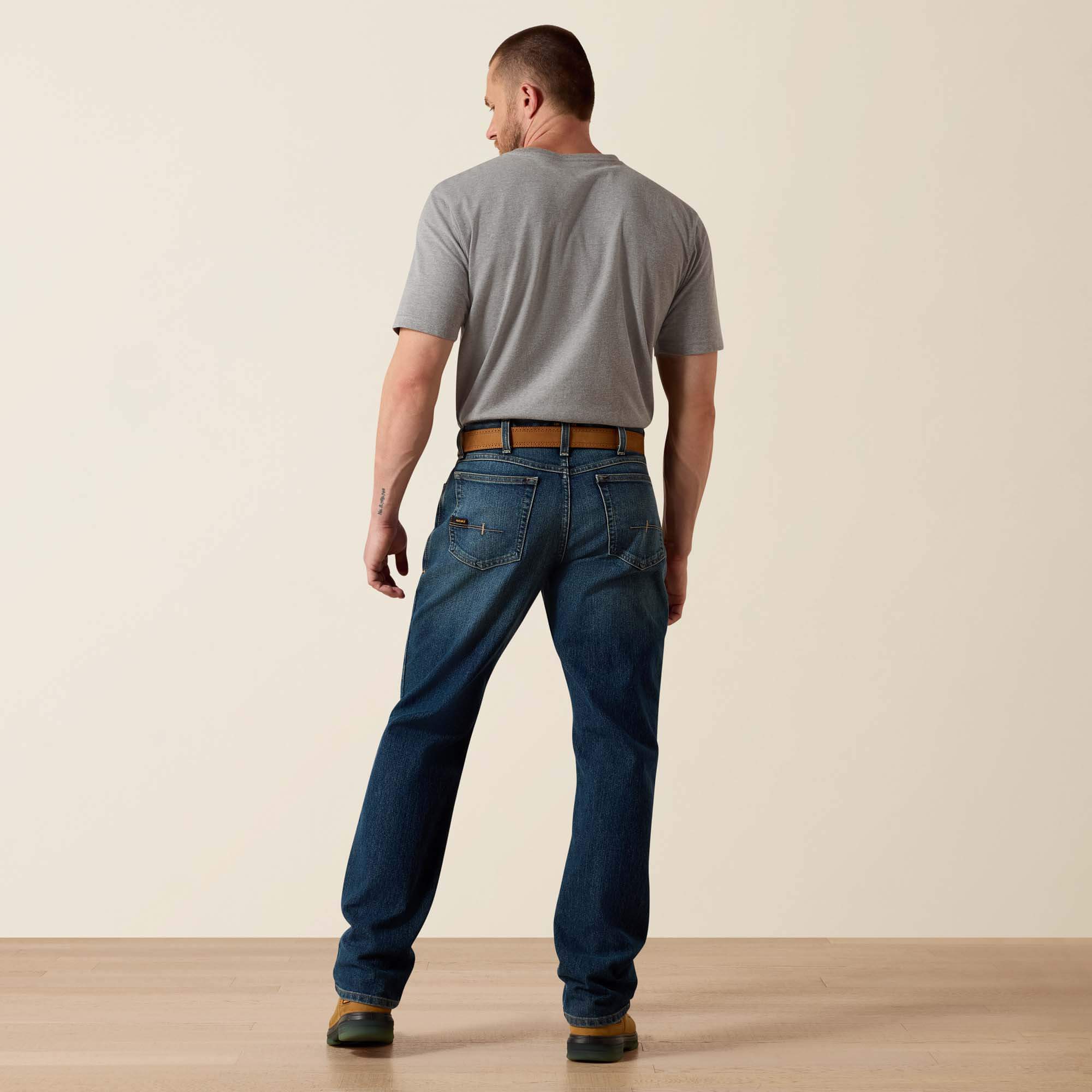 Rebar M3 Loose DuraStretch Basic Stackable Straight Leg Jean Back - SIERRA