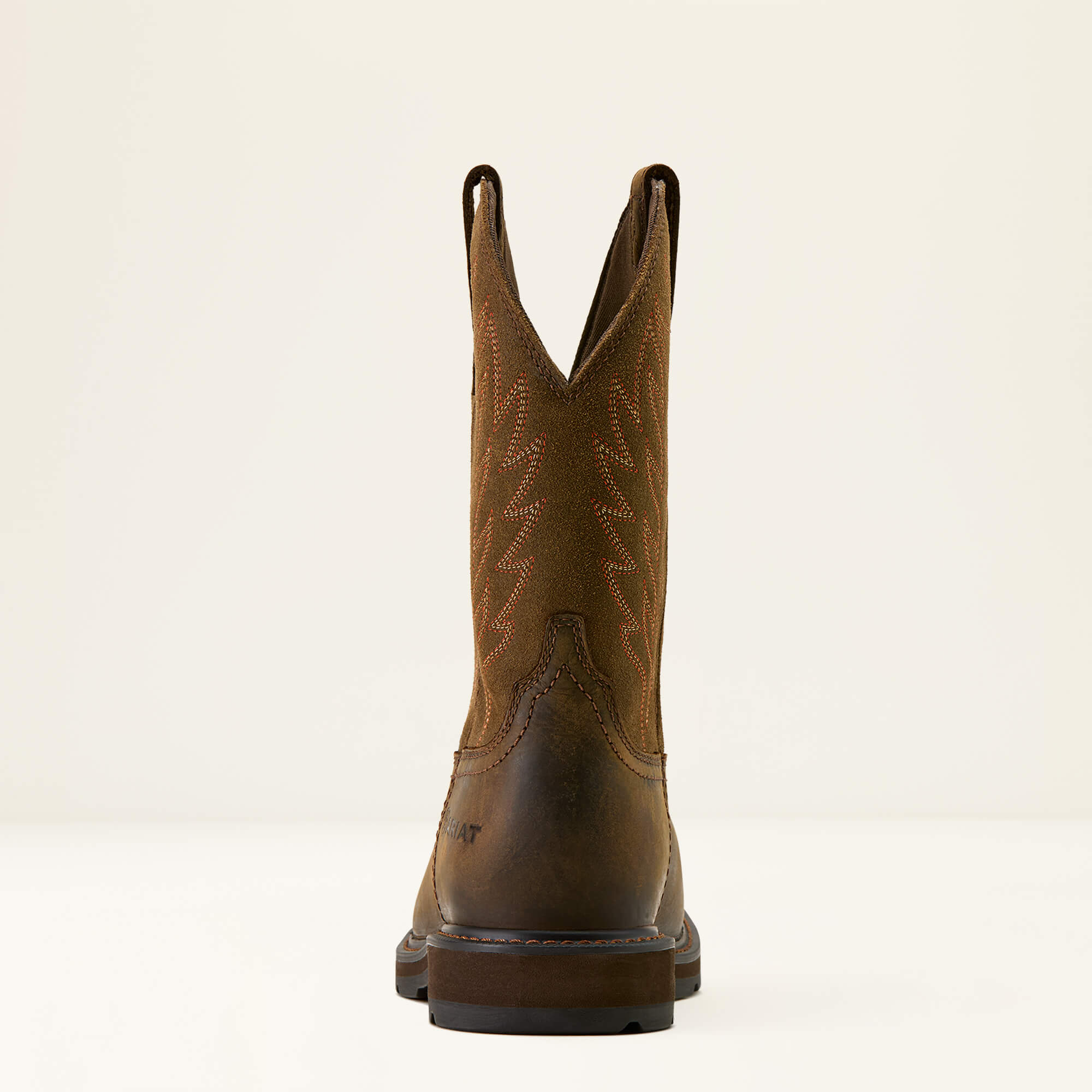 Groundbreaker Wide Square Toe Waterproof Work Boot Heel - DARK BROWN