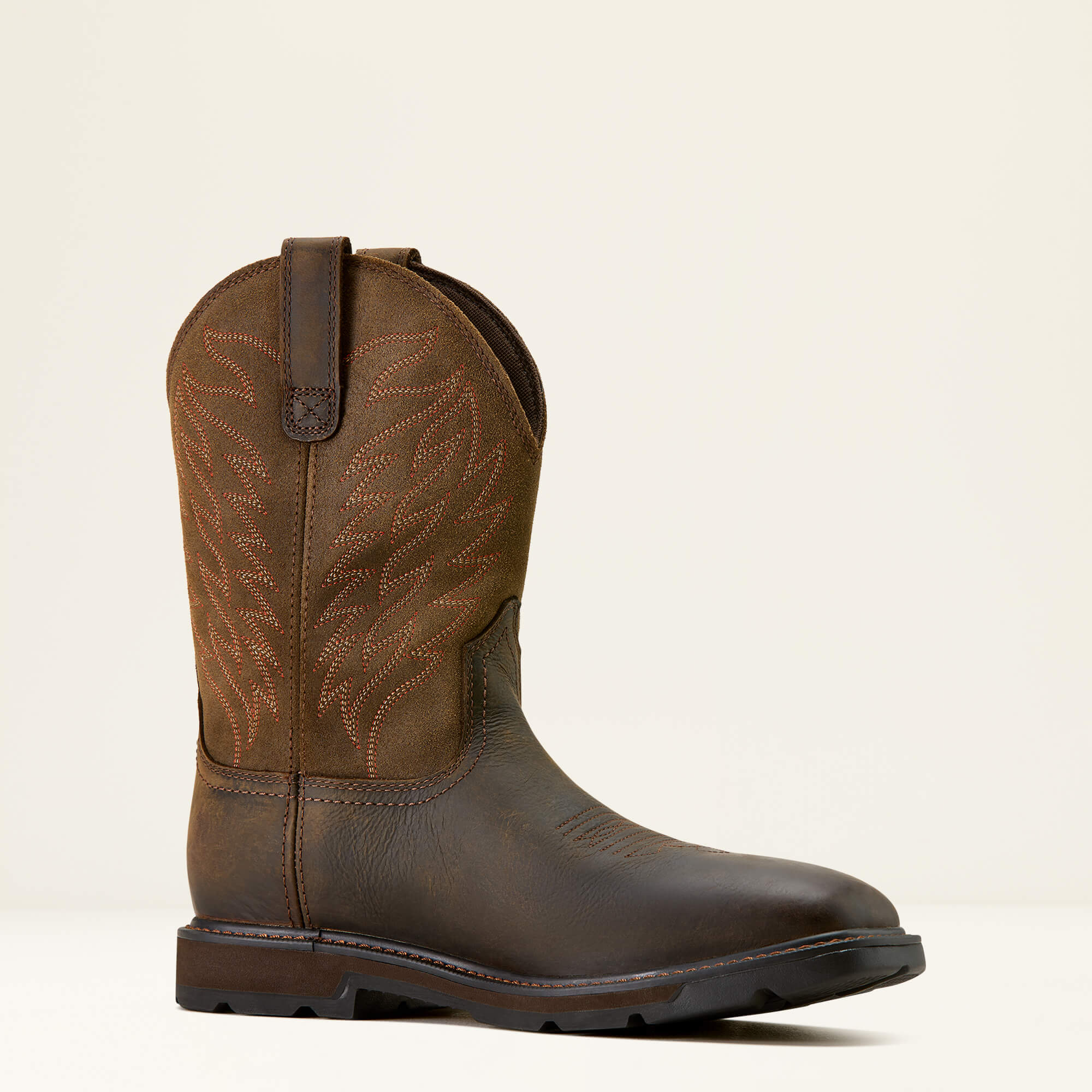 Groundbreaker Wide Square Toe Waterproof Work Boot Medial - DARK BROWN