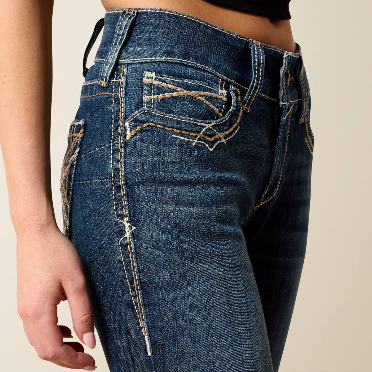 Mid Rise Entwined Festival Boot Cut Jeans - Festival