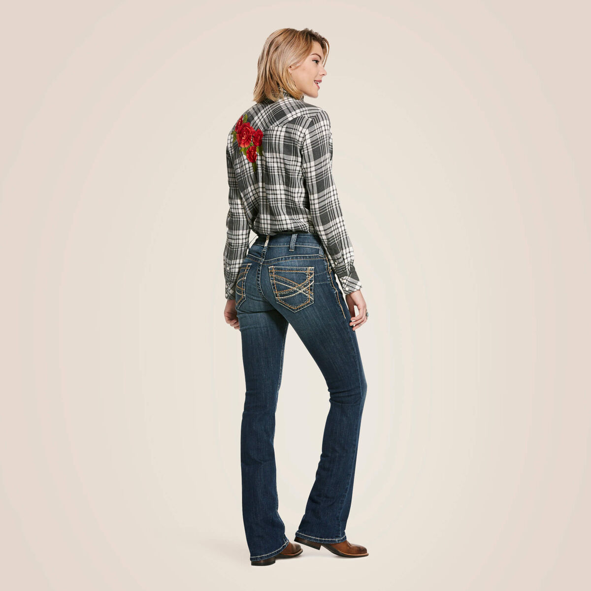Mid Rise Entwined Festival Boot Cut Jeans - Festival