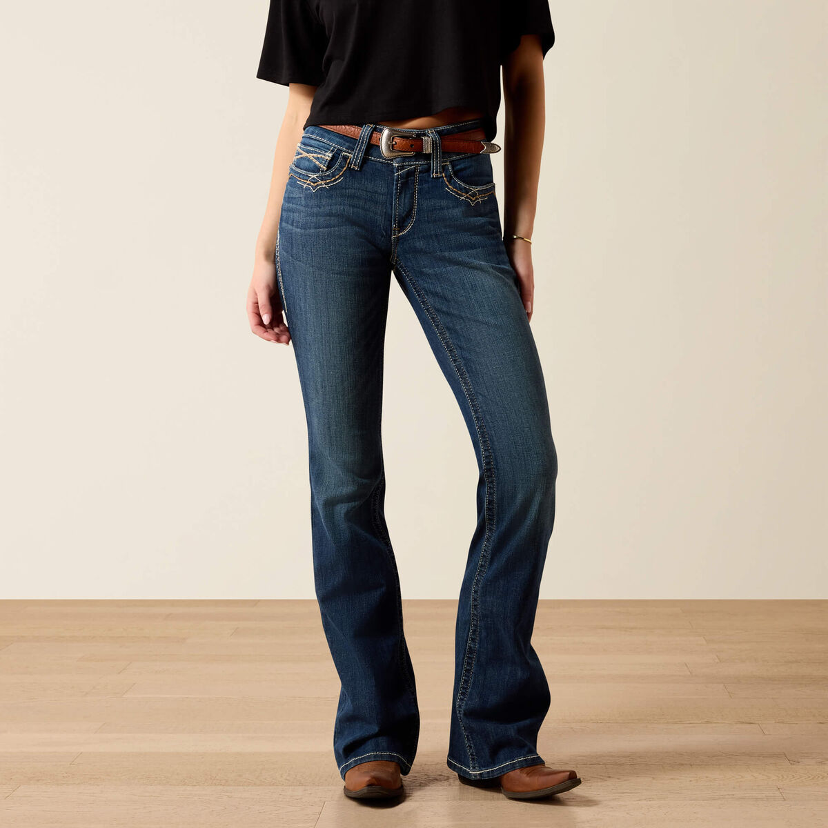 Mid Rise Entwined Festival Boot Cut Jeans - Festival