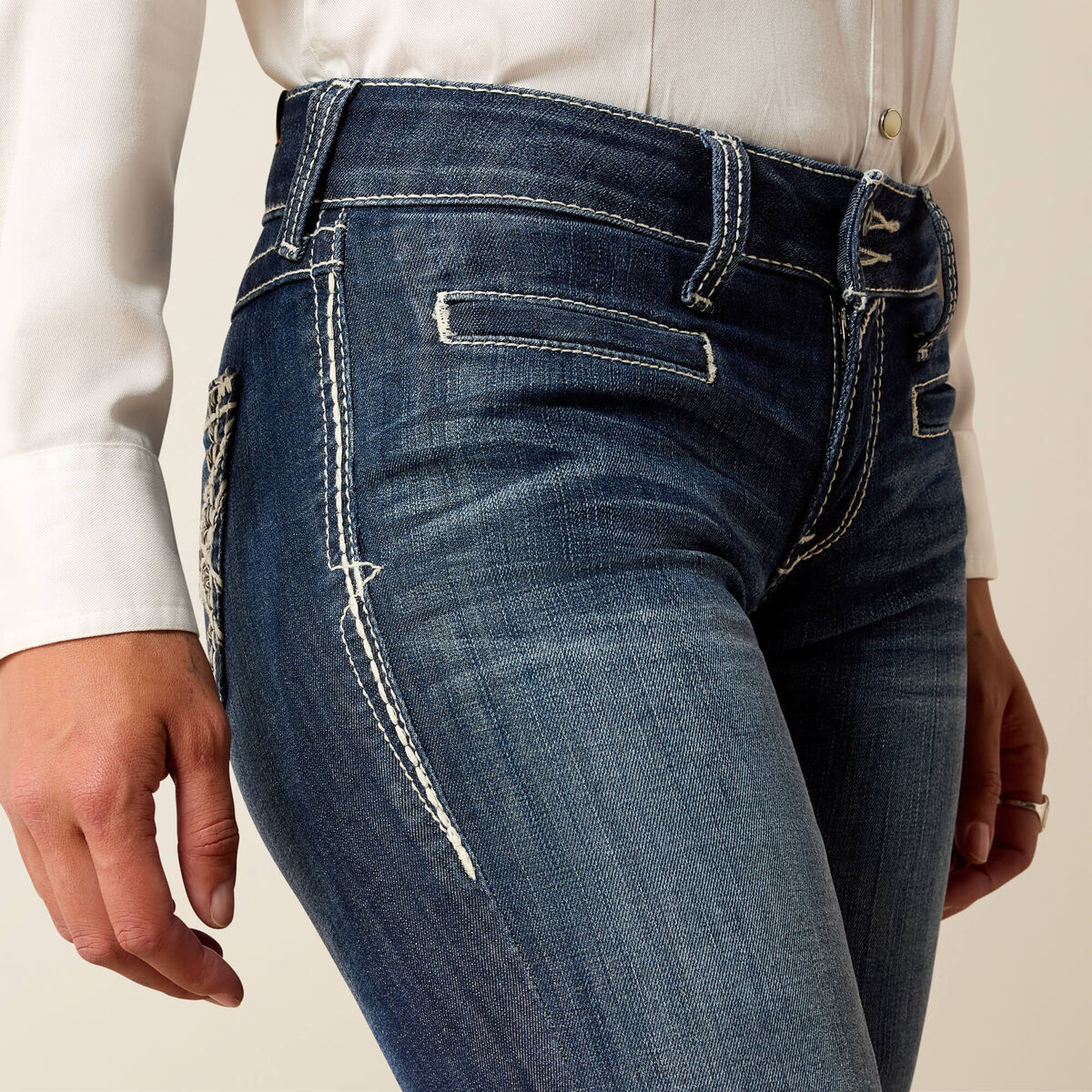 Mid Rise Entwined Trouser Jeans - Marine