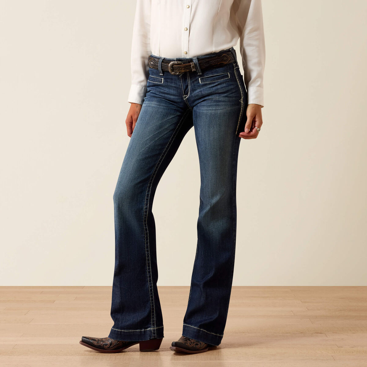 Mid Rise Entwined Trouser Jeans - Marine