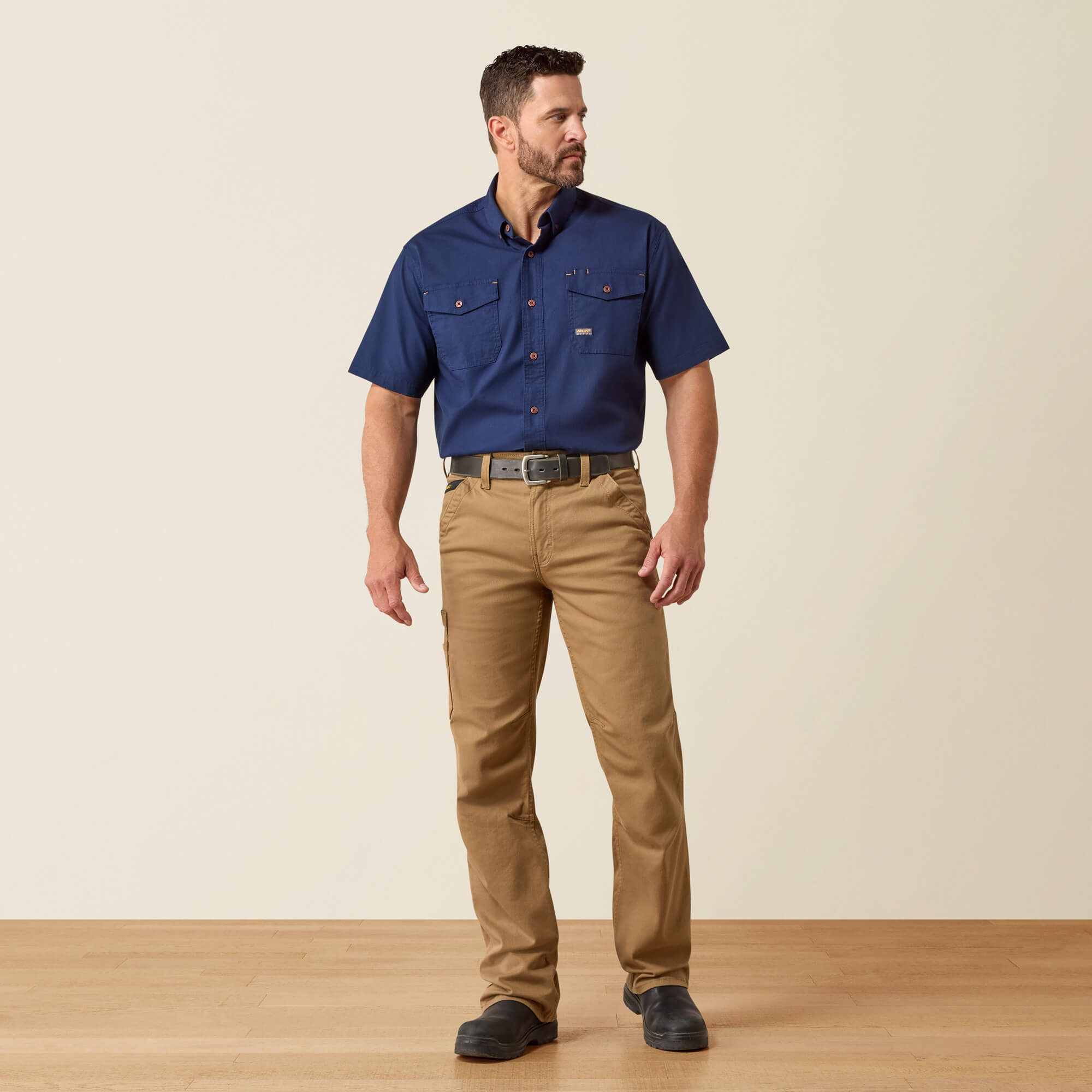 Rebar M4 Relaxed DuraStretch Washed Twill Dungaree Boot Cut Pant Full - FIELD KHAKI