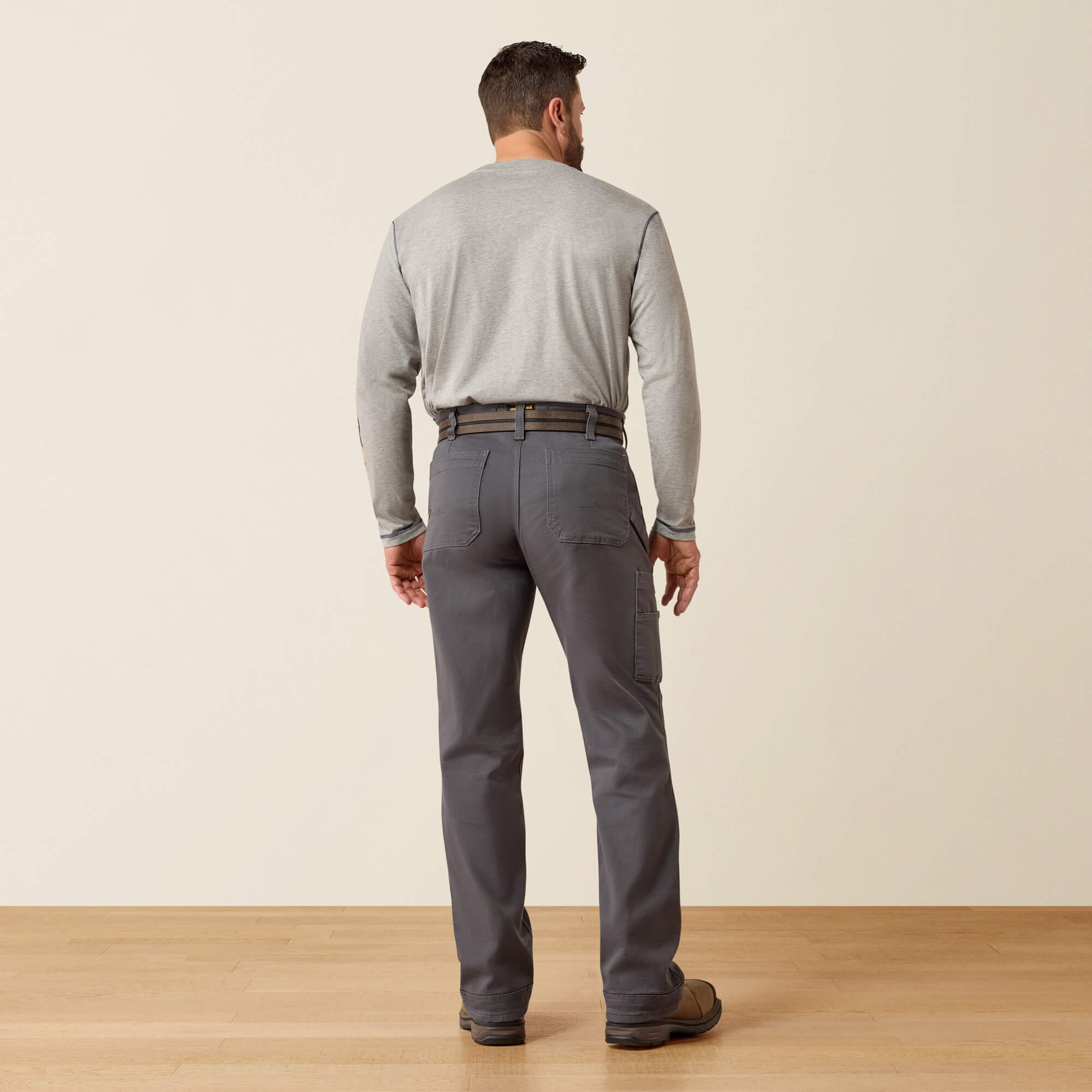 Rebar M4 Relaxed DuraStretch Washed Twill Dungaree Boot Cut Pant Back - REBAR GREY