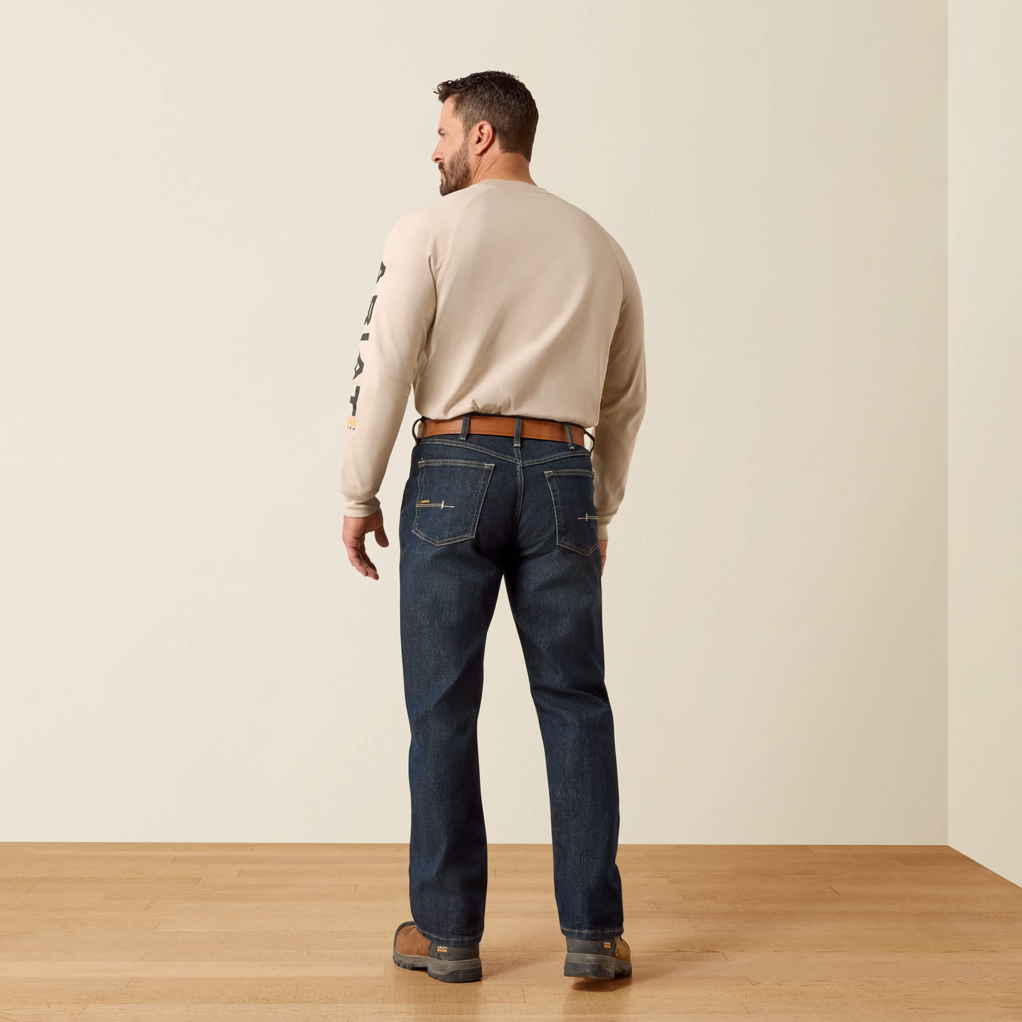 Rebar M4 Relaxed DuraStretch Basic Stackable Straight Leg Jean Back - BLACKSTONE