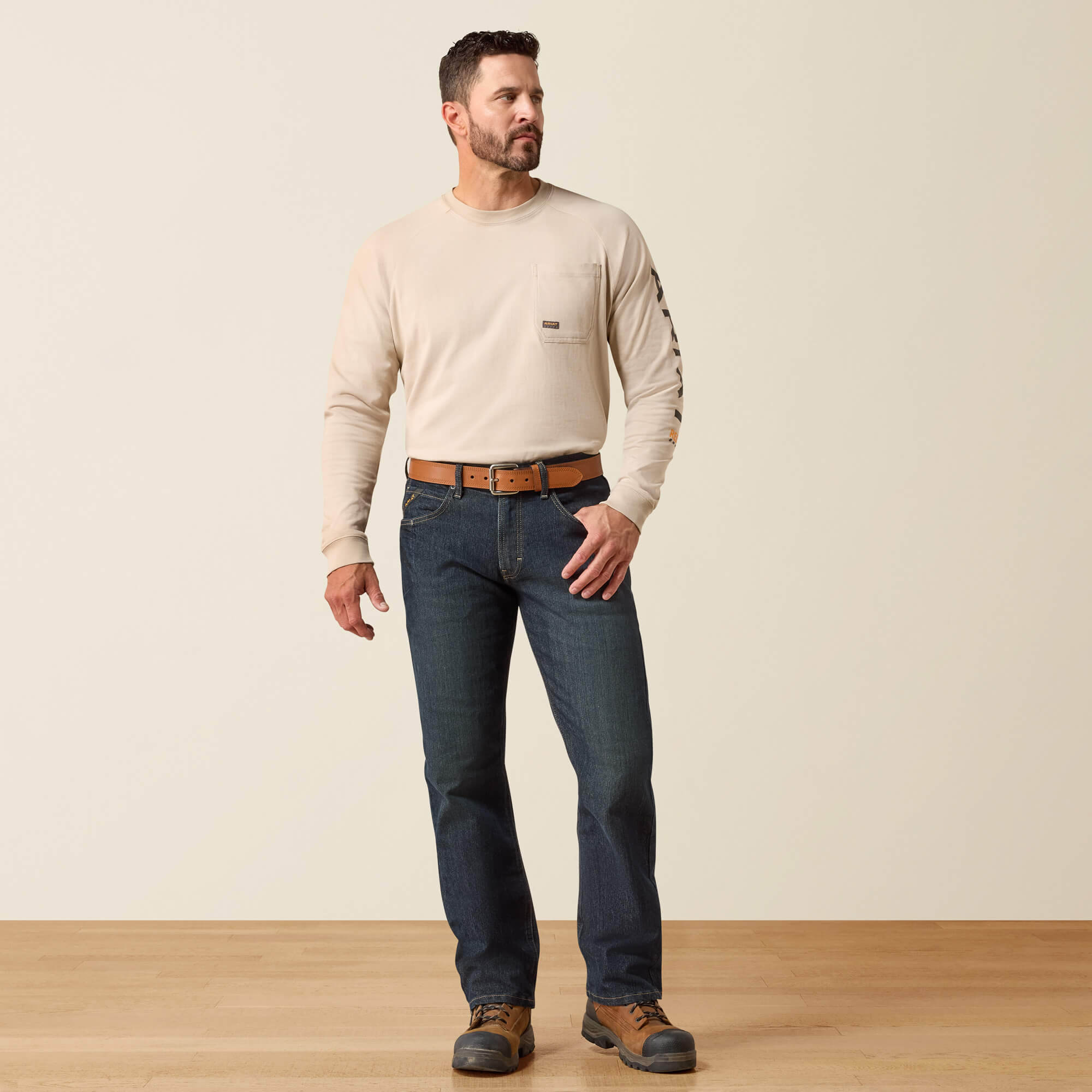 Rebar M4 Relaxed DuraStretch Basic Stackable Straight Leg Jean Full - BLACKSTONE