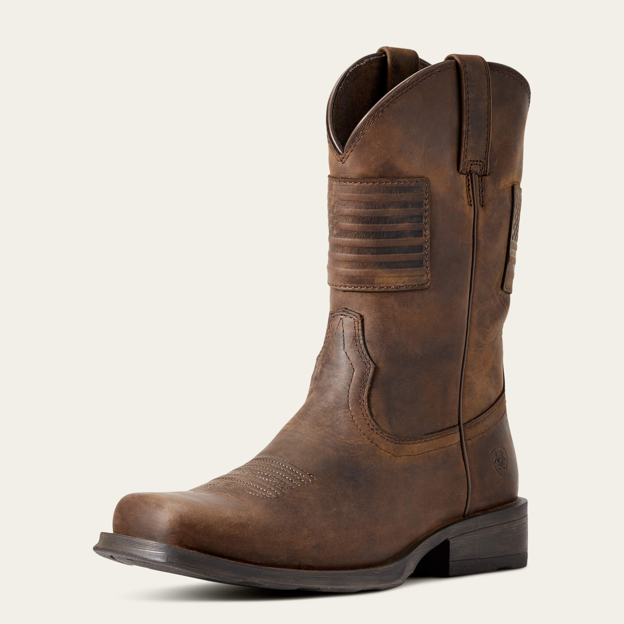 Rambler Patriot Western Boot 3-4 Front - DISTRESSED BROWN