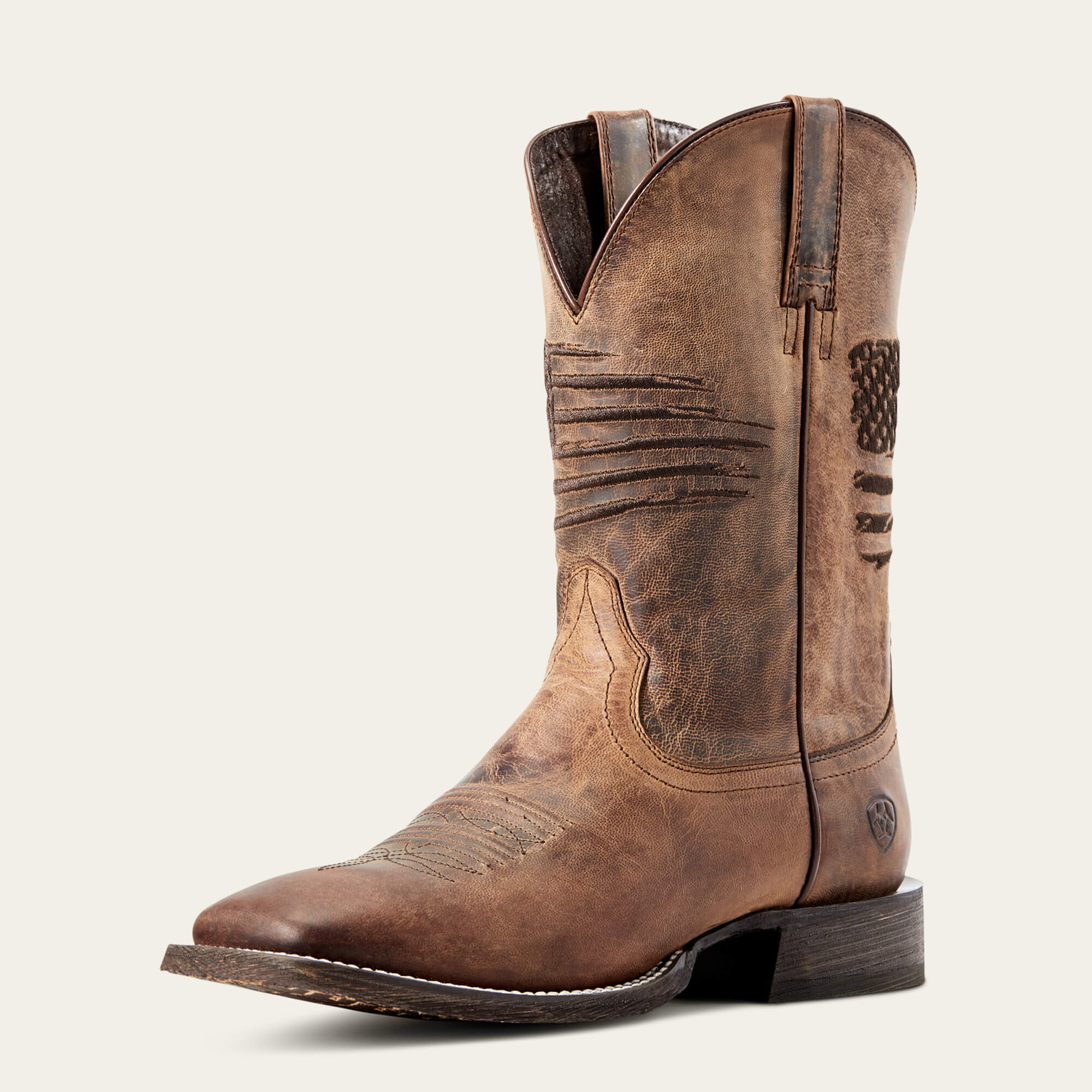 Circuit Patriot Wide Square Toe Cowboy Boot 3-4 Front - WEATHERED TAN