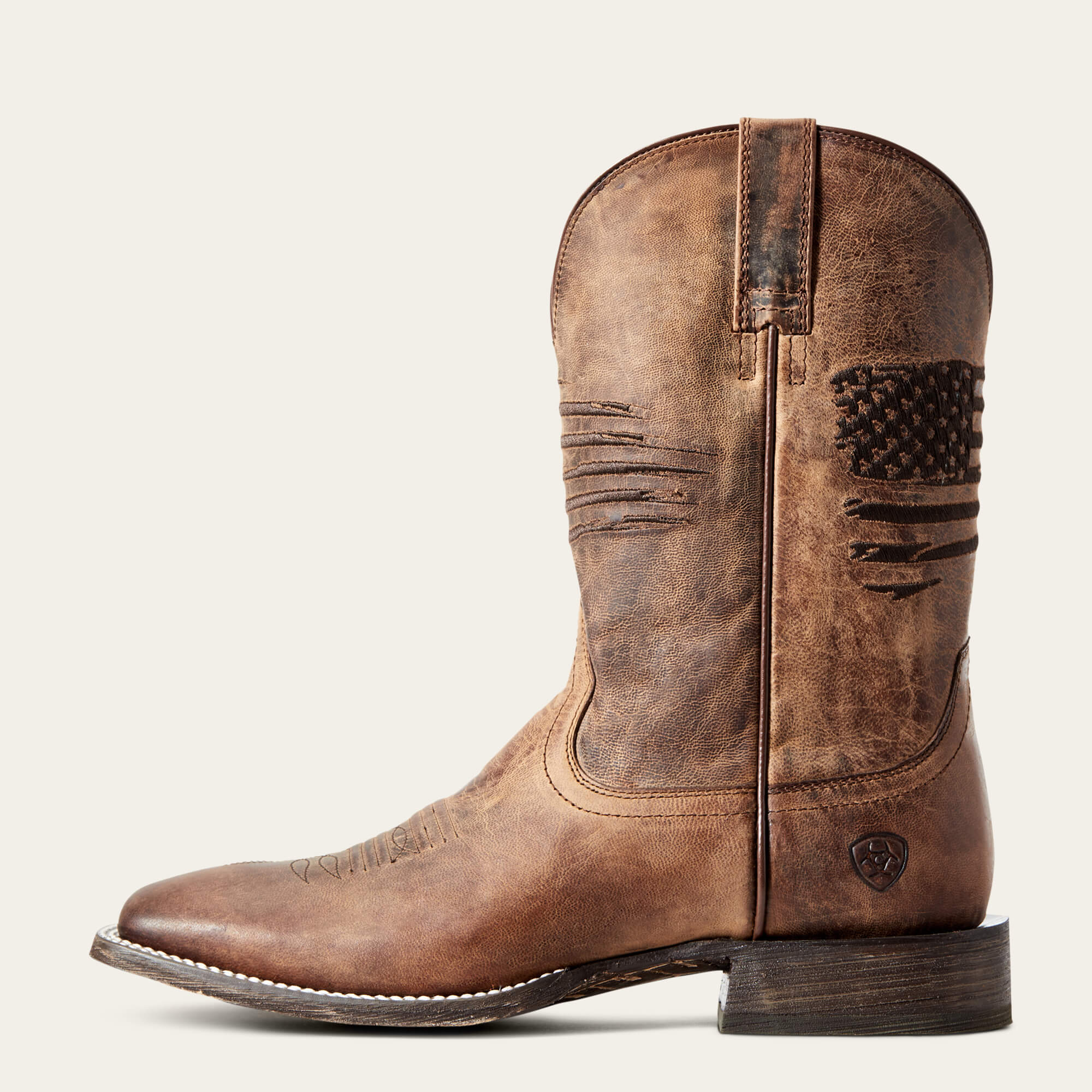 Circuit Patriot Wide Square Toe Cowboy Boot Side - WEATHERED TAN