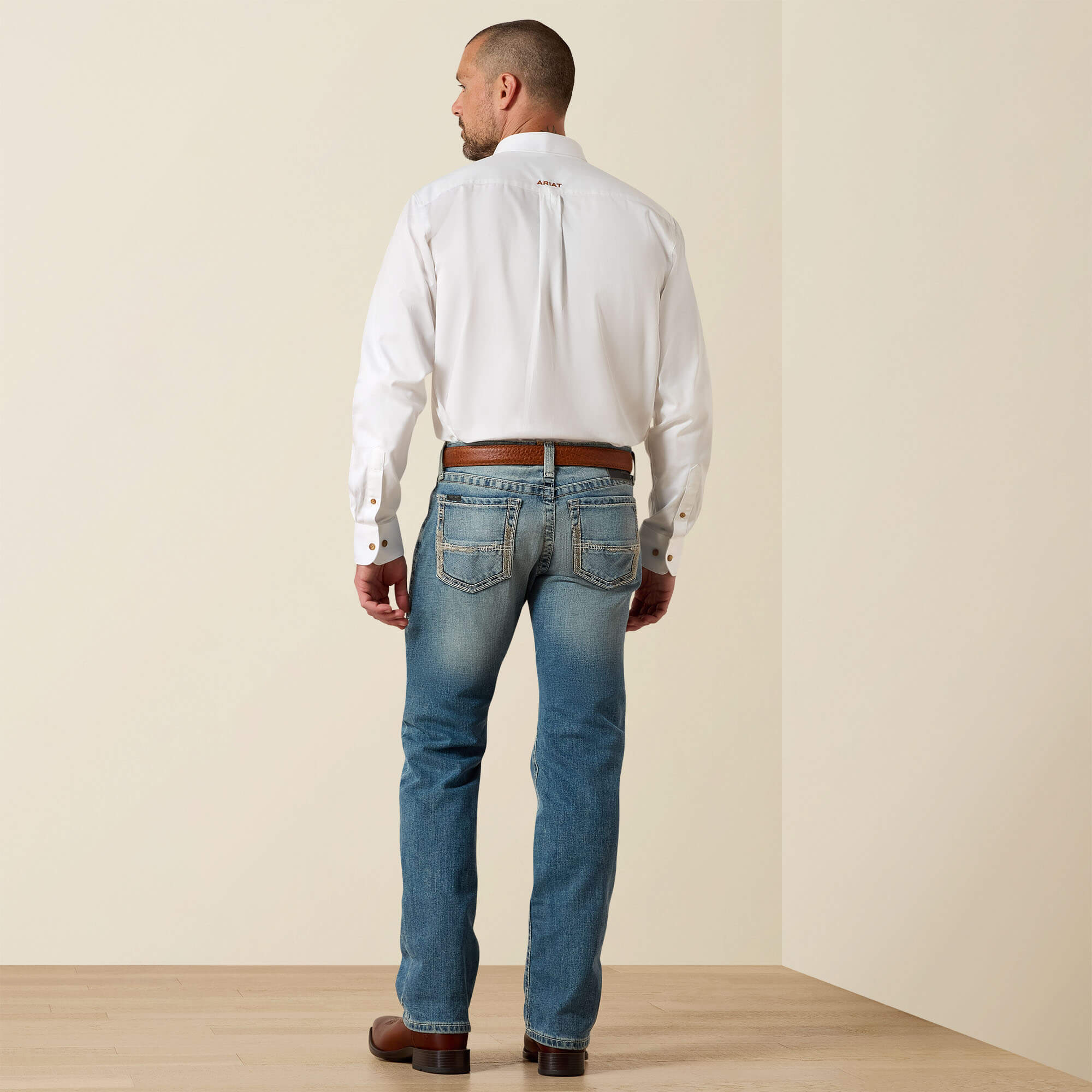 M7 Rocker Stretch Stirling Stackable Straight Leg Jean Back - SHASTA