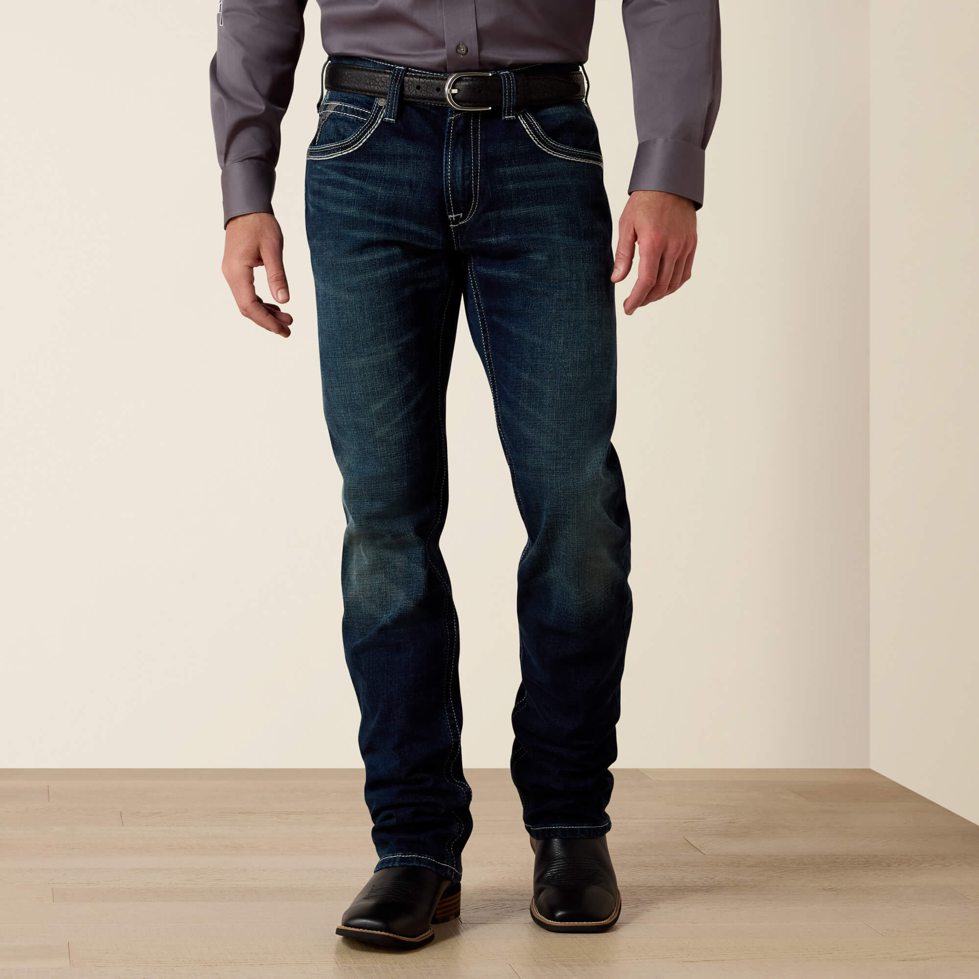 M5 Slim Stretch Coltrane Stackable Straight Leg Jean Front - NIGHTINGALE
